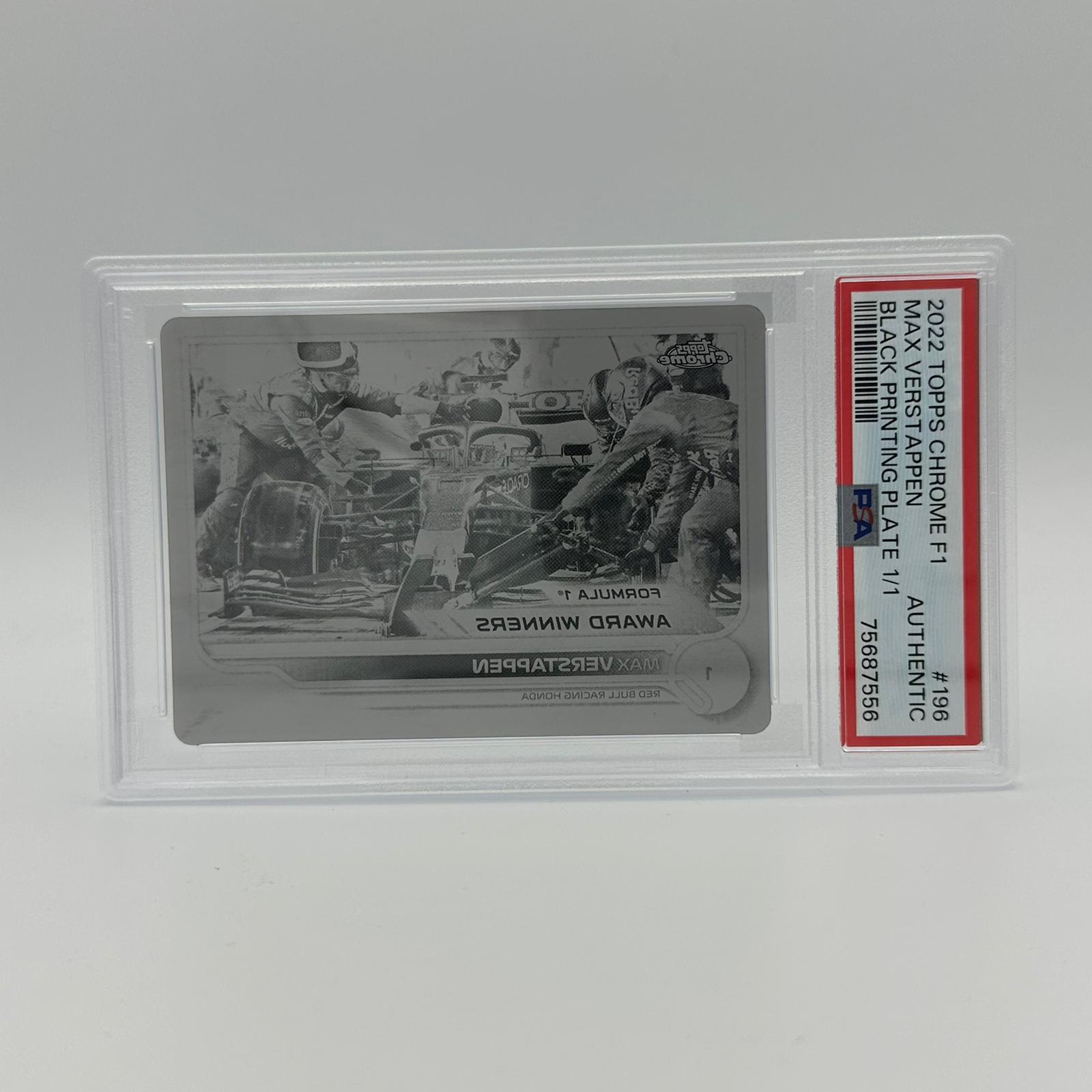 PSA Authentic 1/1 Max Verstappen #196 Black Printing Plate - Rare Collectible for F1 Fans & Sports Memorabilia Enthusiasts - Perfect for Display, Gifts, and Investment Collections