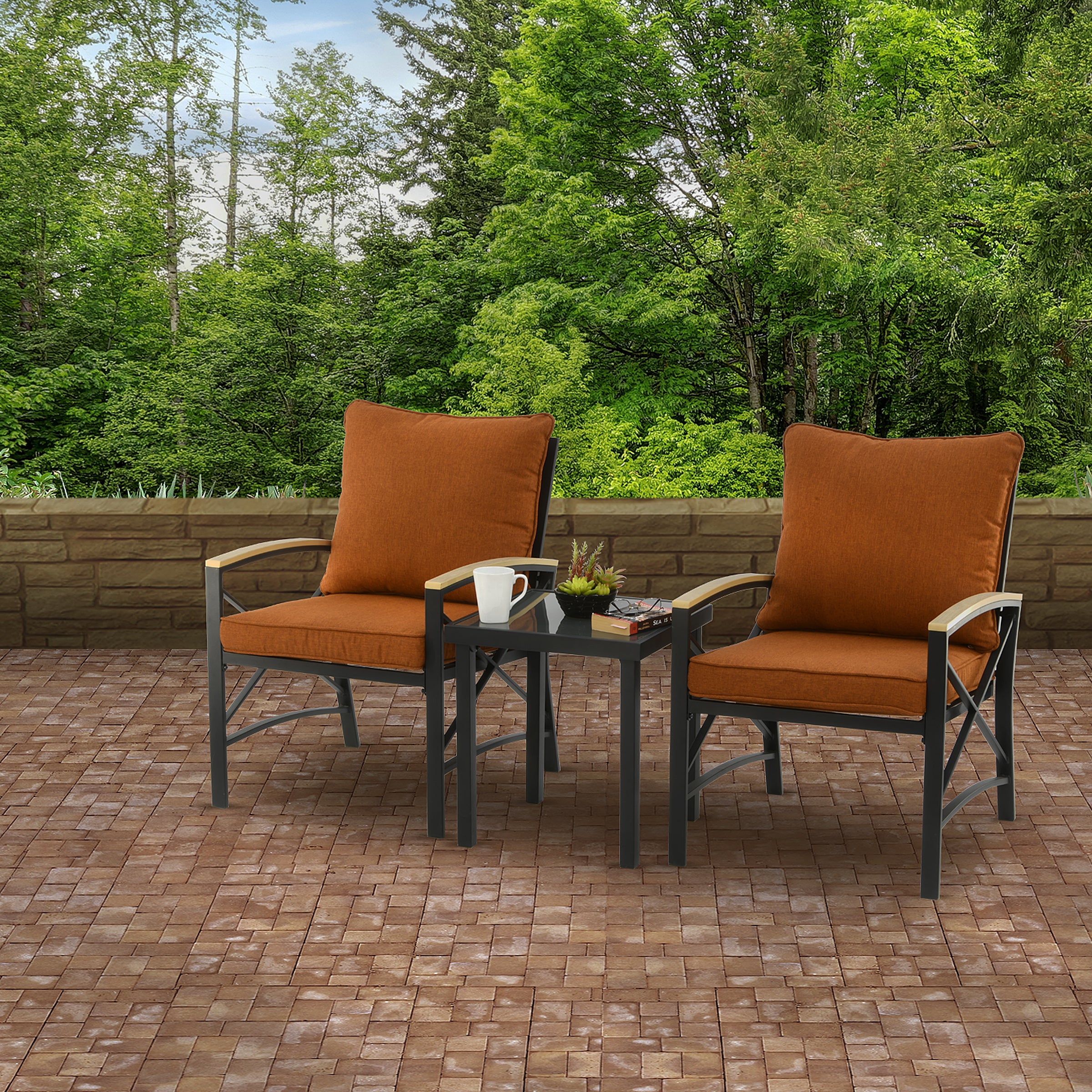 3-Piece Hampton Collection All-Weather Wicker Patio Furniture Set with Removable Cushions - Perfect for Outdoor Living, Garden, Poolside & Backyard Relaxation