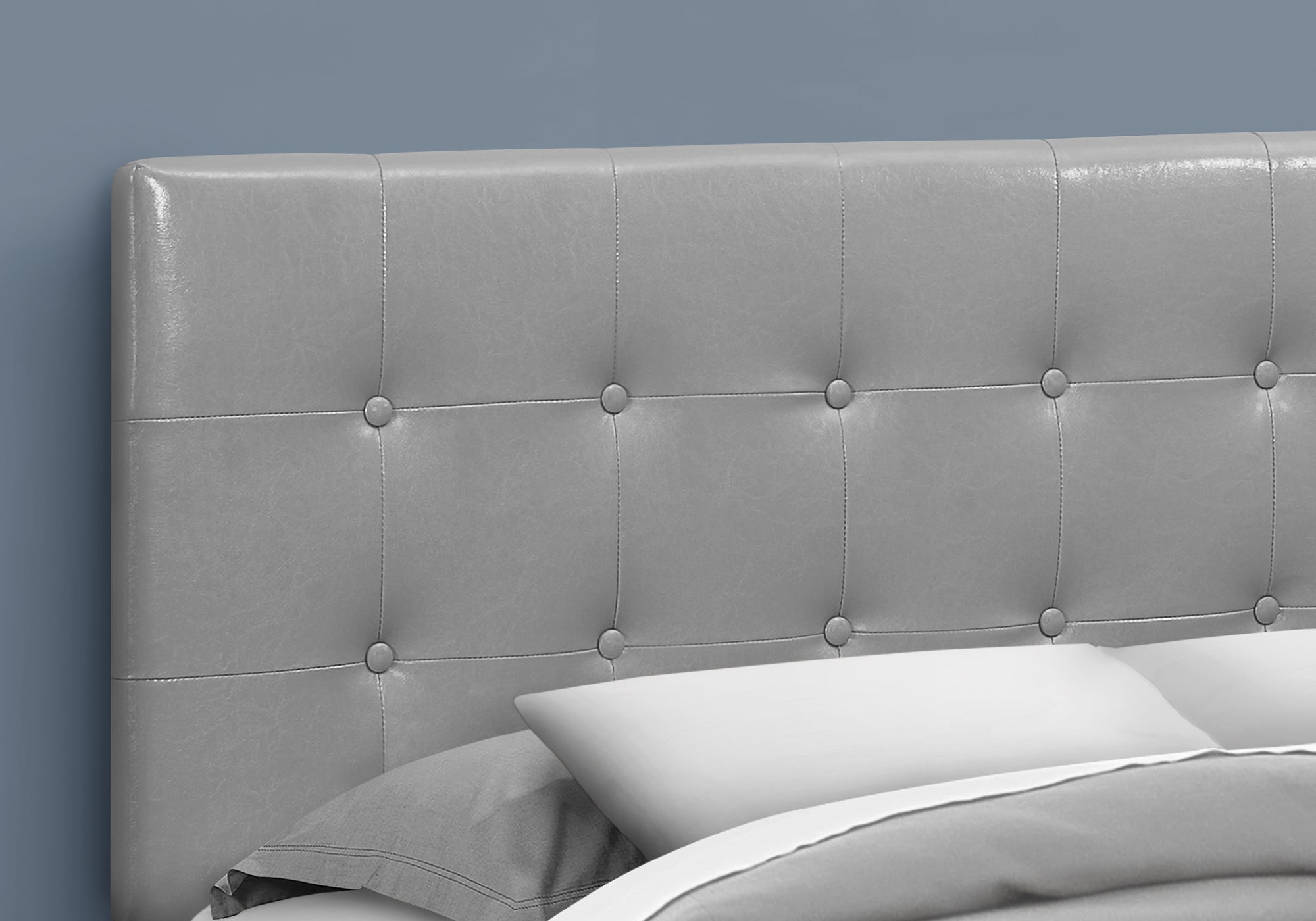 Queen Size Grey Faux Leather Headboard - Modern Upholstered Bed Frame Headboard for Bedroom Decor, Master Bedroom, Guest Room, Dorm