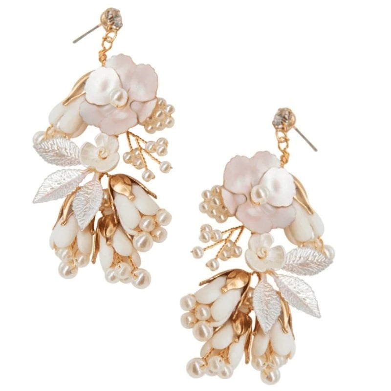 Elegant Blush Pink Pearl Wedding Earrings for Bride - Perfect for Bridal, Prom, and Formal Occasions