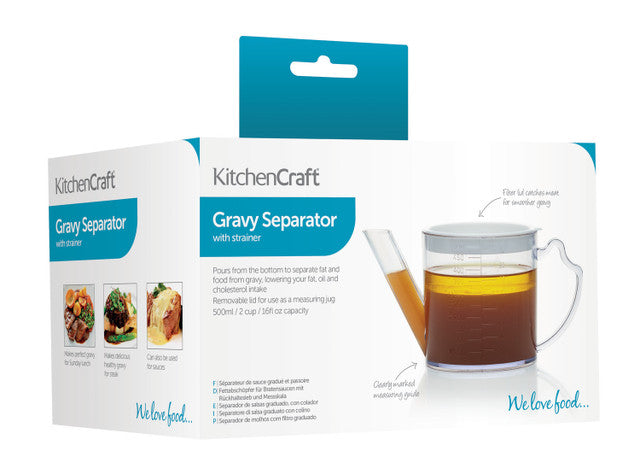 KitchenCraft 500ml Gravy Fat Separator and Measuring Jug - Perfect for Cooking, Baking & Serving Sauces