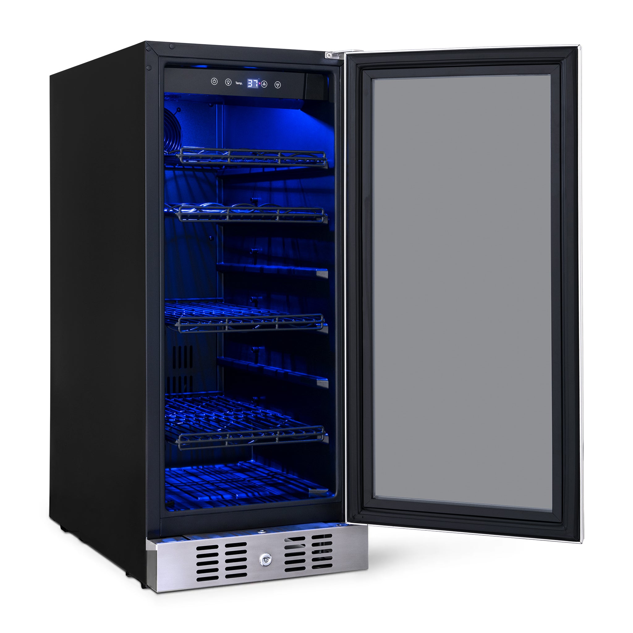 Newair® 80 Can 33 Bottle Stainless Steel Beverage Refrigerator - Built-In Cooler for Beer, Wine & Soda - Perfect for Home Bar, Office & Man Cave