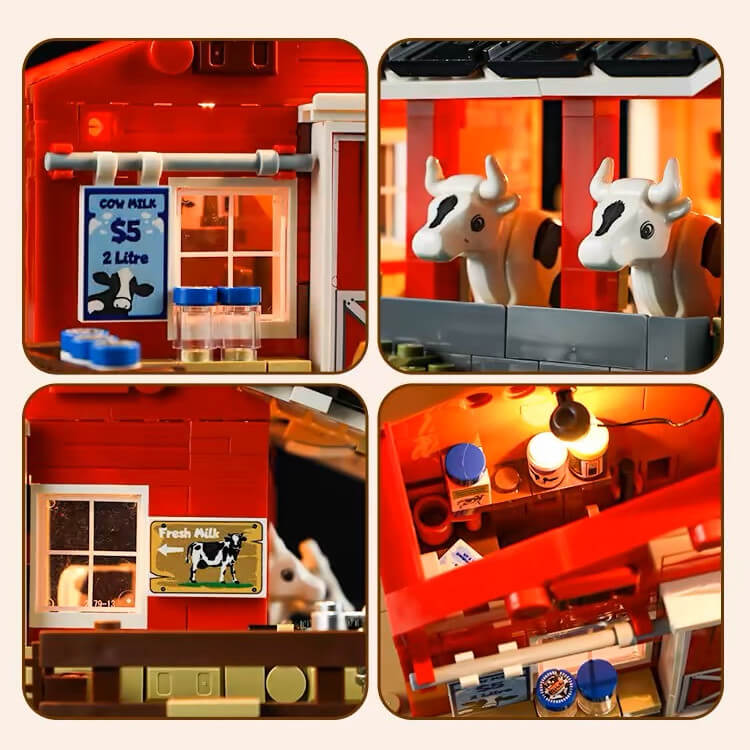 Funwhole F9037 Cow Barn Building Blocks Set - Creative Farm Animal Toy for Kids, Adults & Collectors | Perfect for STEM Learning, Home Decor & Gift Giving