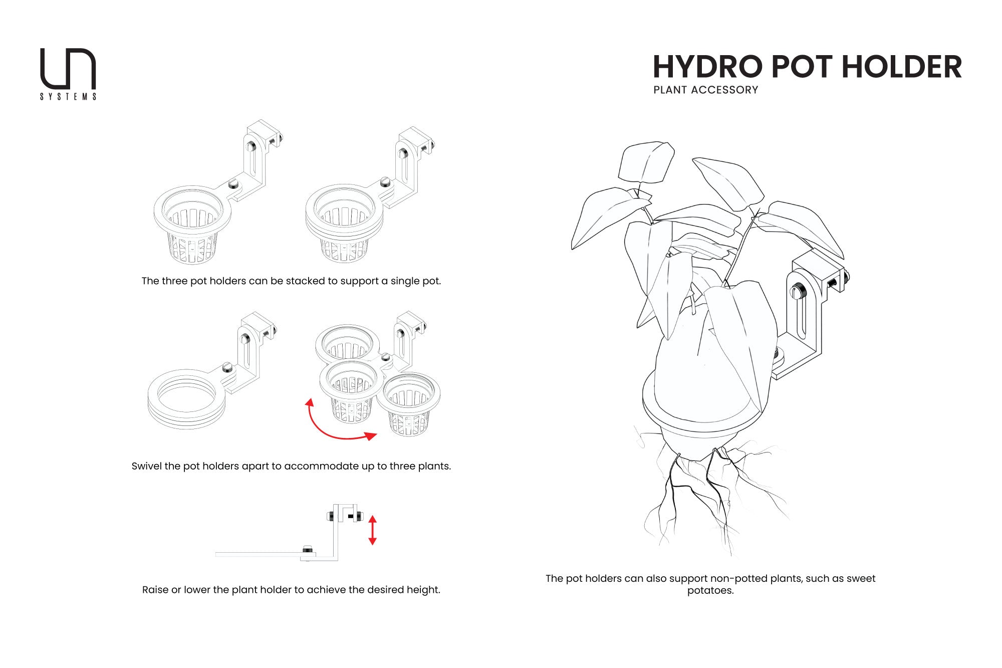 Ultum Nature Systems Hydro Pot Holder - Premium Plant Container for Hydroponics, Aquaponics & Indoor Gardening | Perfect for Herbs, Vegetables & Houseplants