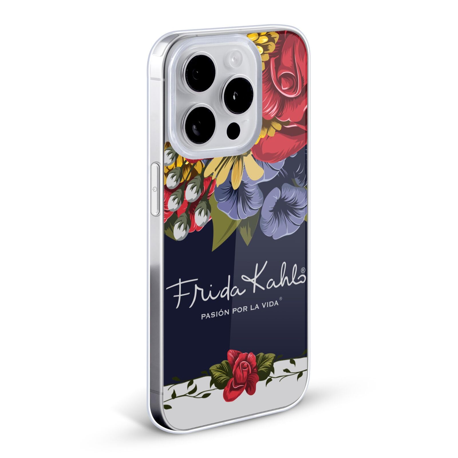 Officially Licensed Frida Kahlo Floral Design Soft Gel Phone Case for Apple iPhone 13 Pro Max - Vibrant Red Flower Pattern, Slim Protective Cover for Everyday Use, Travel & Gift Giving