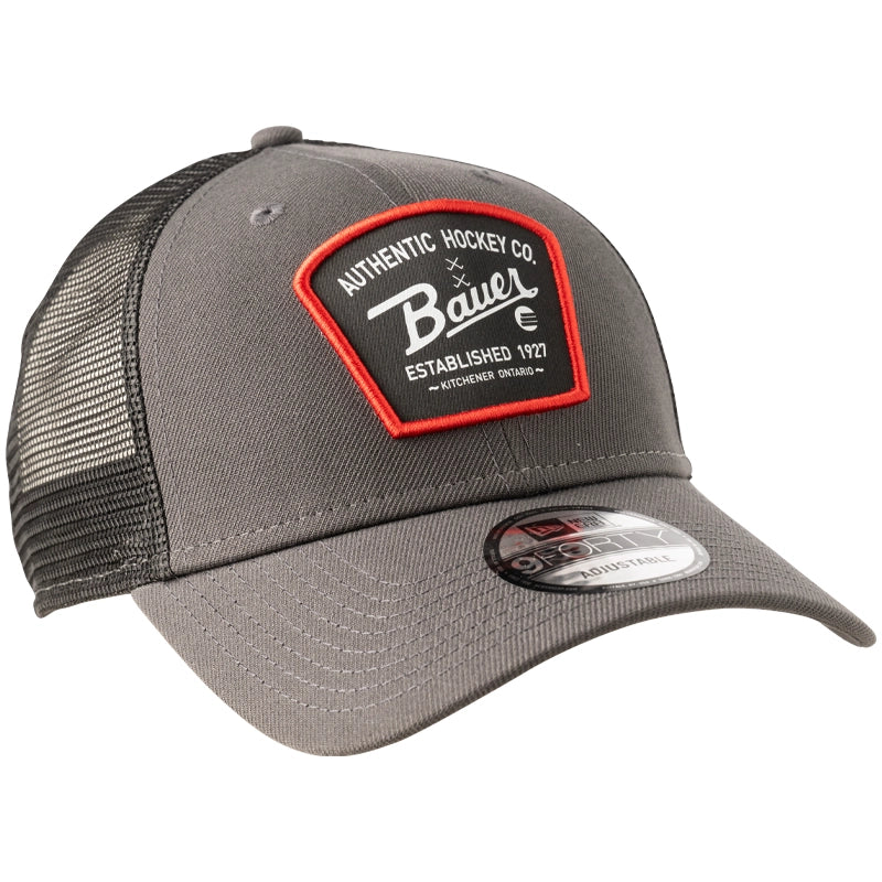 Bauer New Era 9Forty Authentic Patch Adjustable Baseball Cap - Grey | Stylish Sports Hat for Men & Women | Perfect for Baseball Games, Outdoor Activities & Casual Wear