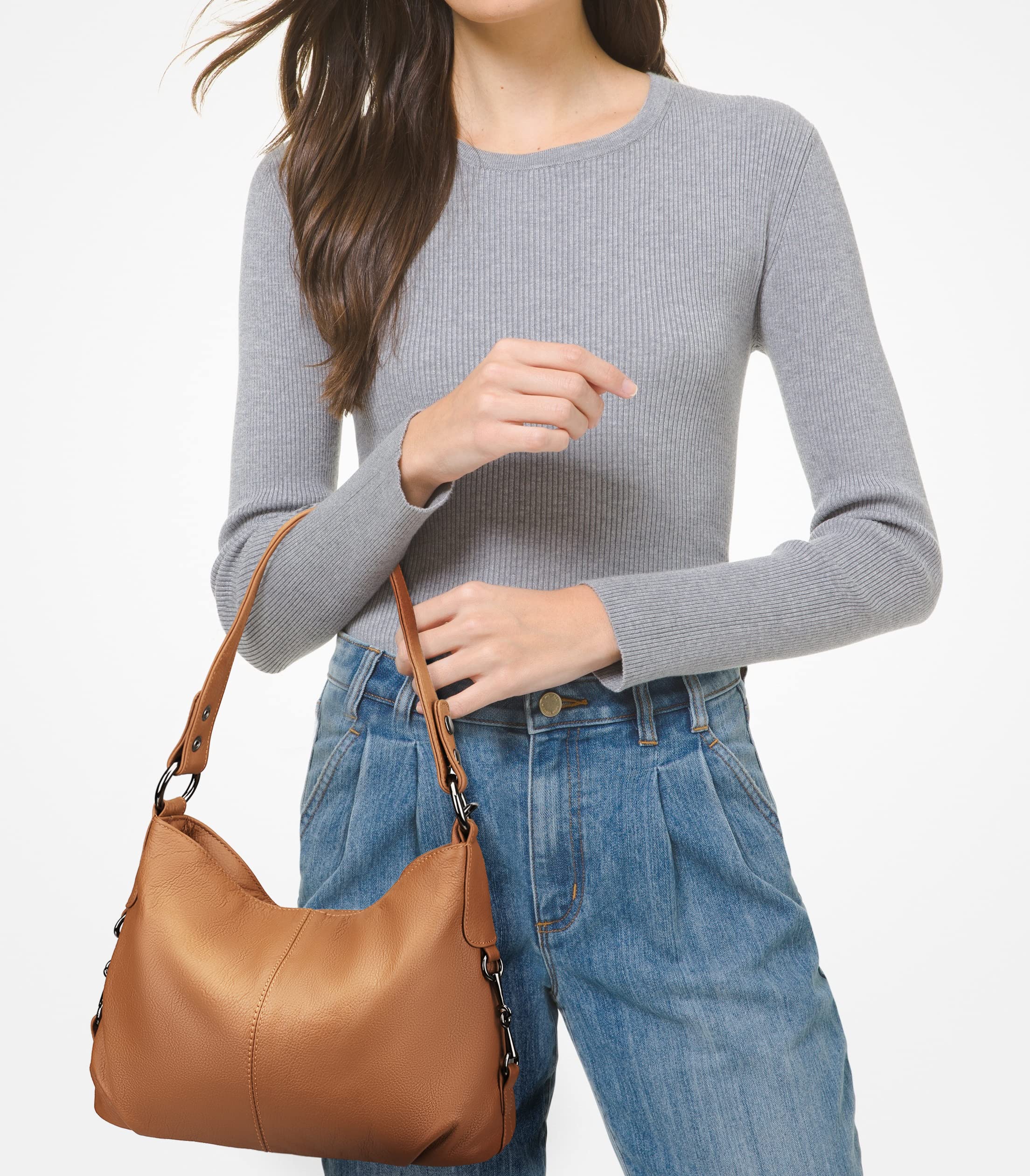YALUXE Genuine Leather Shoulder Bag for Women - Stylish Hobo Purse & Crossbody Handbag - Perfect for Work, Travel & Everyday Use