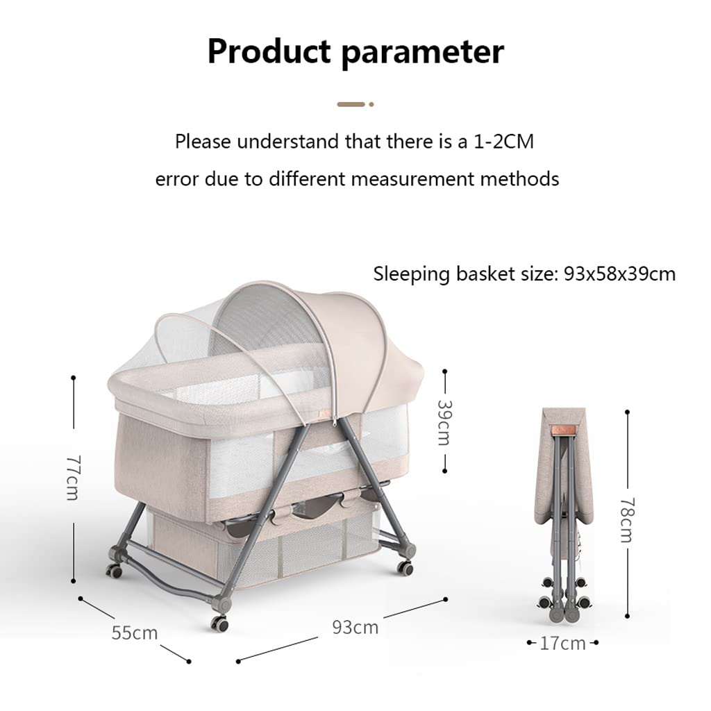 Portable Toddler Bed with Storage Basket & Wheels - Foldable Co-Sleeper Crib Bassinet with Aviation Aluminum Alloy Frame, Lift & Cradle Function, Green | Perfect for Nursery, Travel & Small Spaces