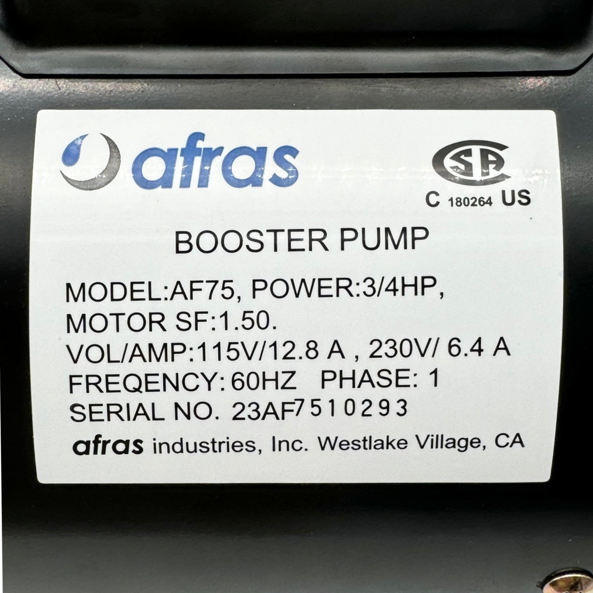 Afras 3/4 HP Booster Pump for Pressure Side Pool Cleaners | High Performance Water Pressure Booster | Perfect for Inground Pools, Spa Jets & Water Features