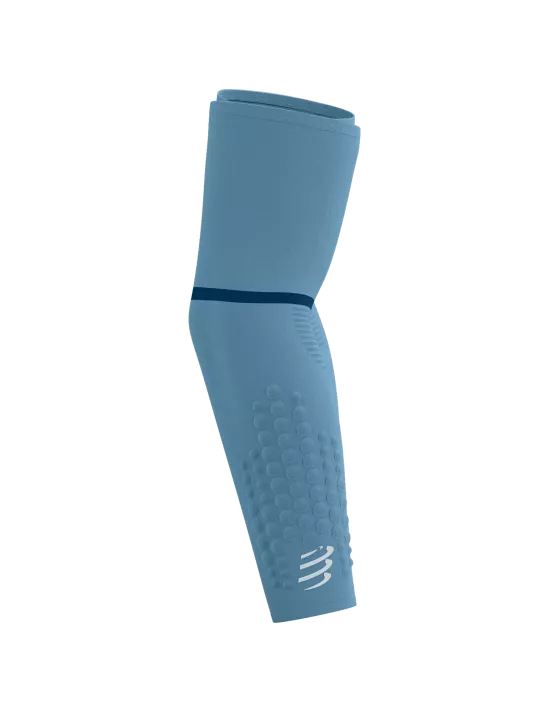 Compressport Unisex ArmForce Ultralight Sleeves - Denim/White Reflective for Running, Cycling & Outdoor Sports | UV Protection & Muscle Support