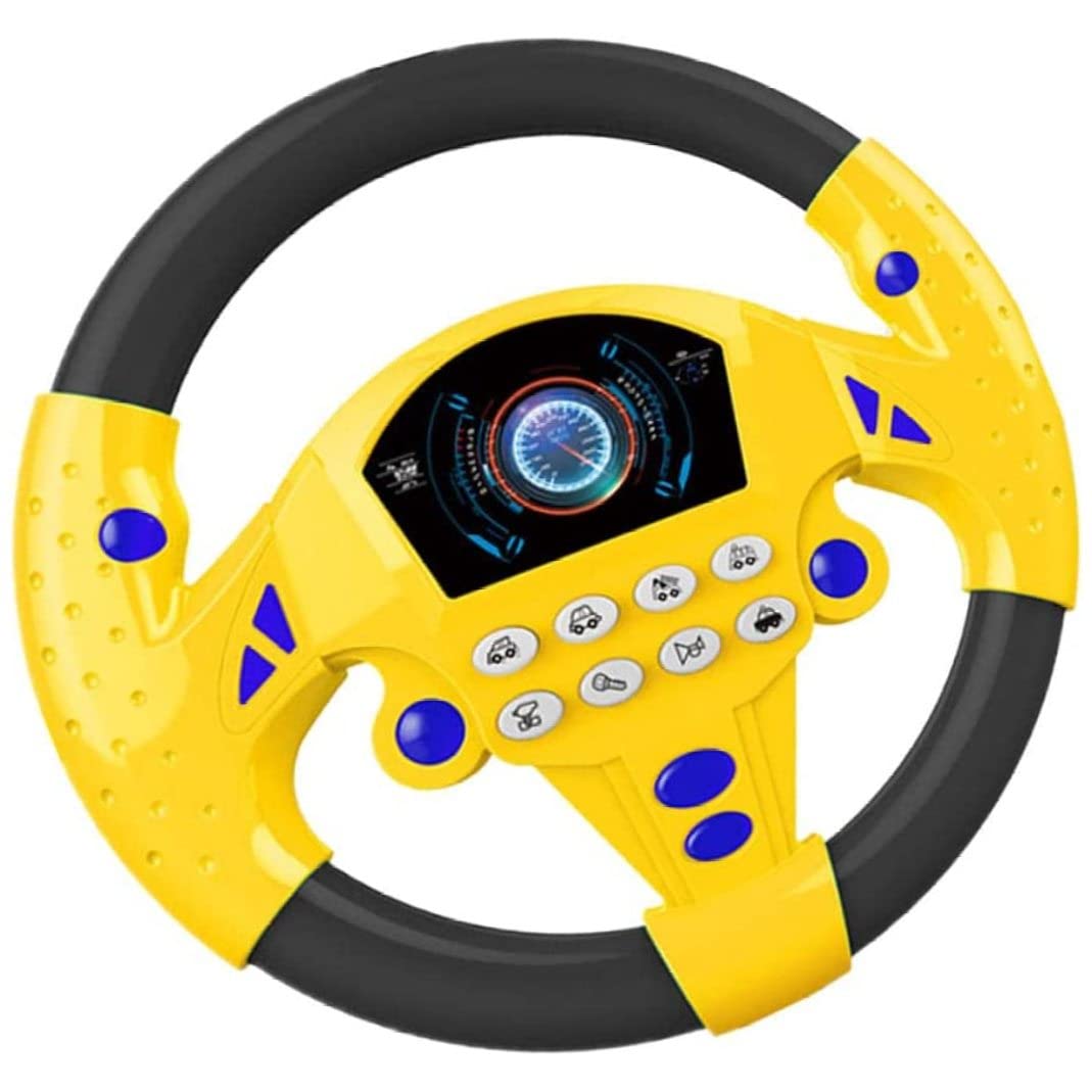 Kids Electronic Racing Steering Wheel Toy - Realistic Driving Sound Effects, Interactive Simulation Game for Toddlers & Children (Yellow) - Perfect for Pretend Play, Birthday Gifts & Early Learning Development