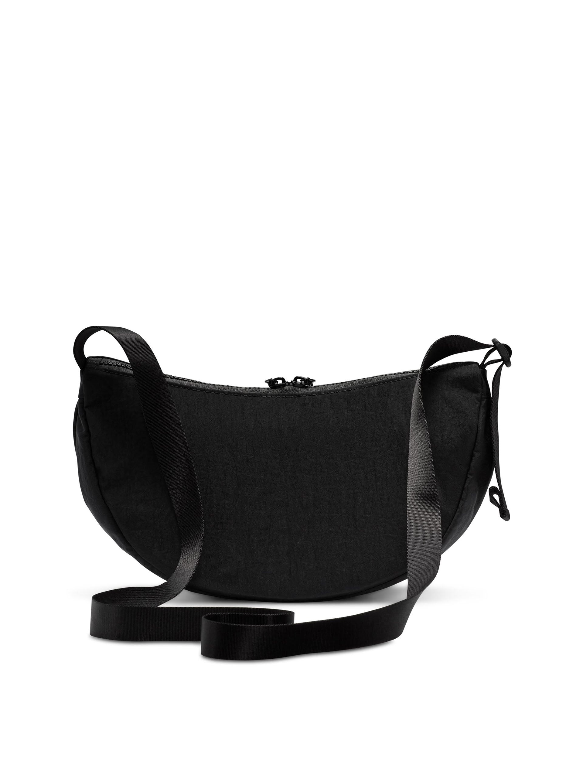 Aura Crescent Cross Body Bag for Women - Stylish Black & Matte Silver Leather Shoulder Purse - Perfect for Travel, Work, and Everyday Use