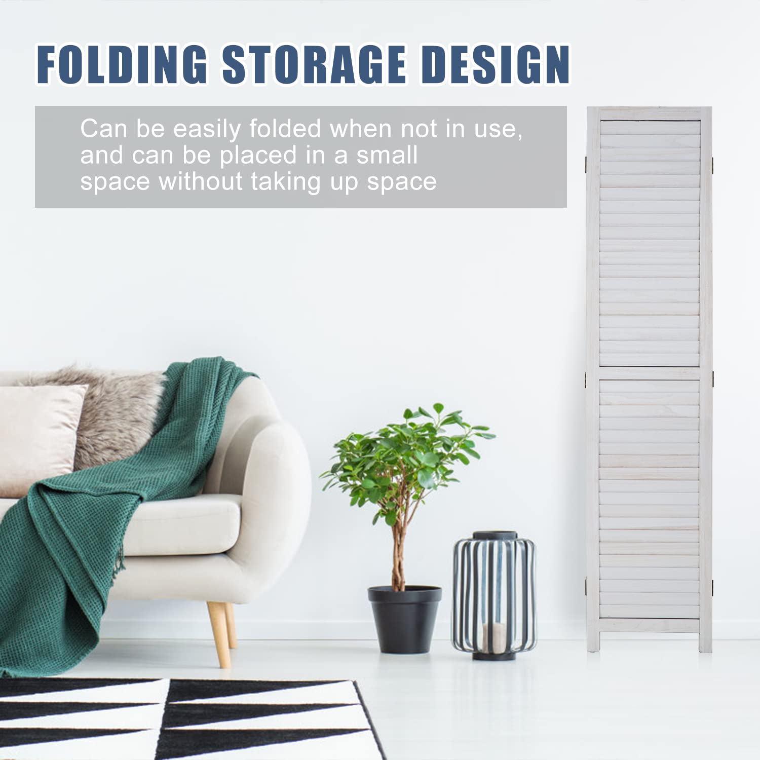 4 Panel Wooden Room Divider Privacy Screen - Foldable Partition for Home, Office & Bedroom - Perfect for Creating Private Spaces in Open Areas