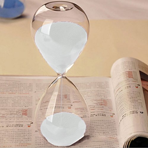 60 Minute White Glass Hourglass Sand Timer - Elegant Decorative Timekeeper for Home Office, Meditation, Yoga, and Classroom Use
