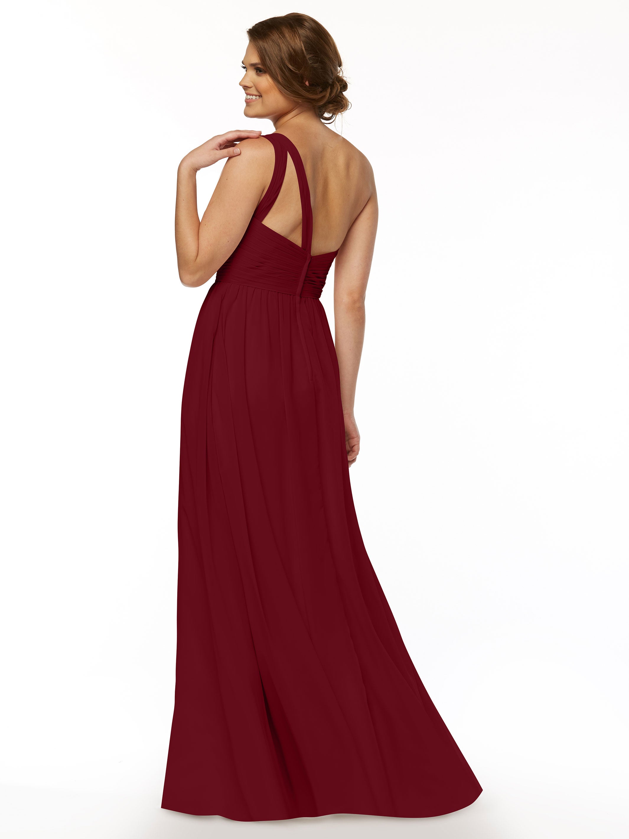 Elegant One Shoulder A-Line Chiffon Bridesmaid Dress with Ruching - Perfect for Weddings, Formal Events & Special Occasions (Style #80047)