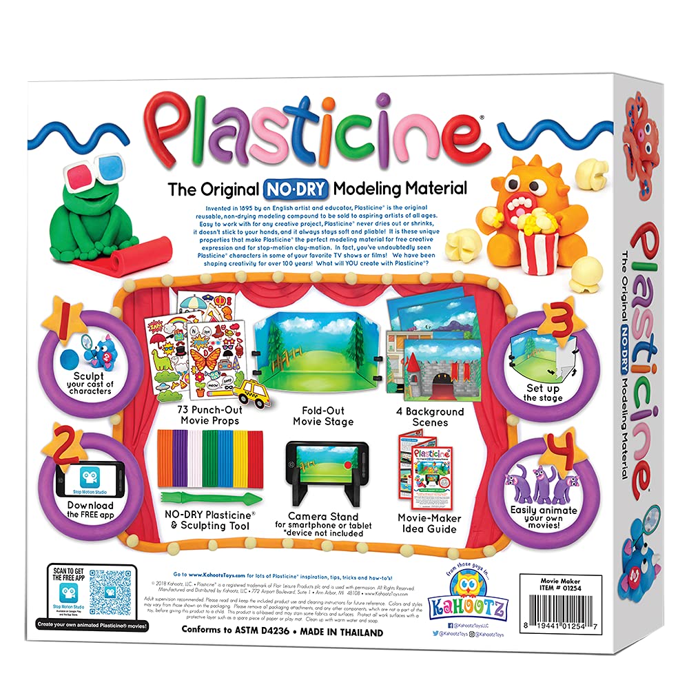 Plasticine Movie Maker Studio — Non-Drying Modeling Clay for Kids — Creative Art Kit for Stop Motion Animation — Ages 5+ — Perfect for School Projects & DIY Filmmaking