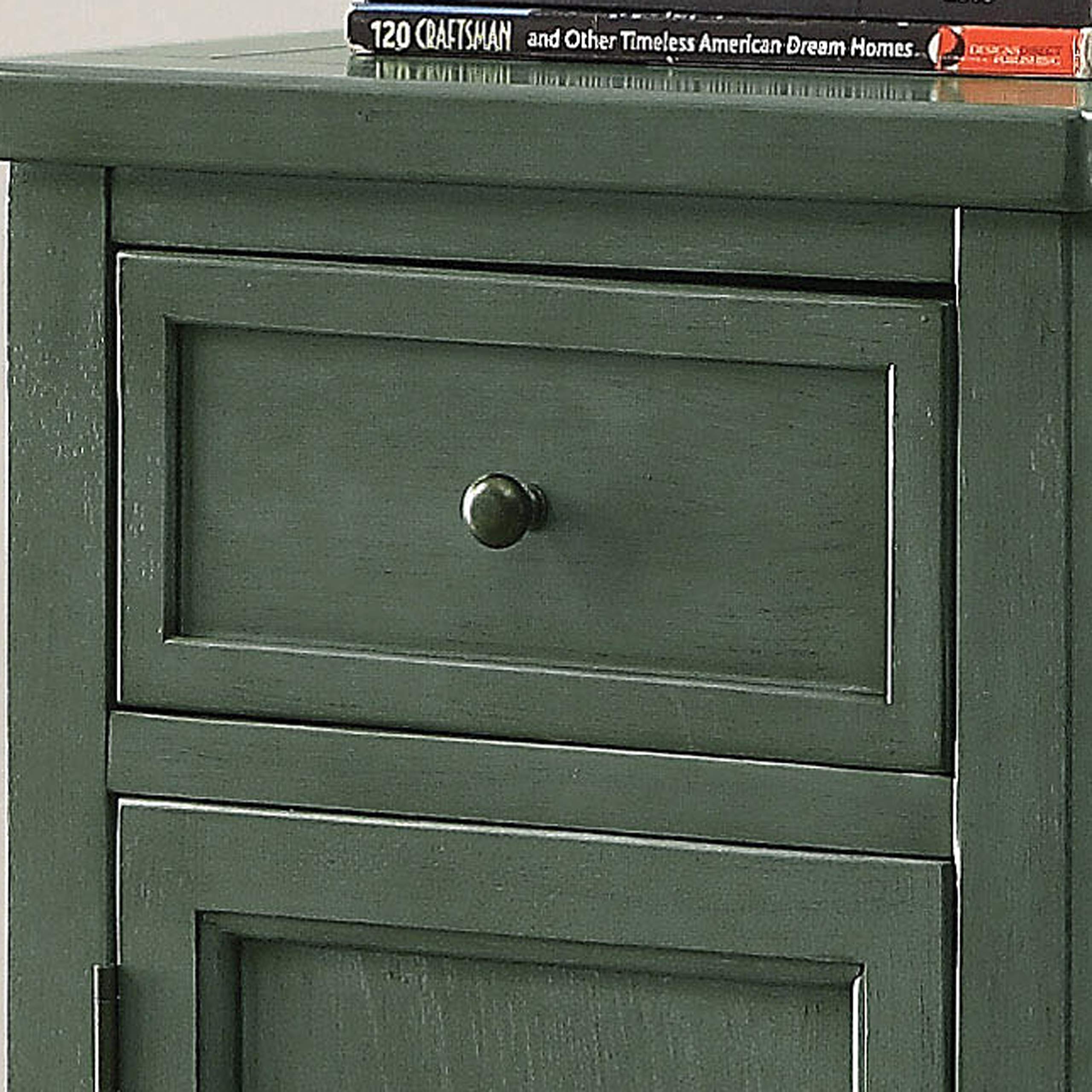 Stylish Gaia 1-Drawer & 2-Shelf Cabinet End Table - Antique Teal Green for Living Room & Home Office - Perfect for Storage & Display in Small Spaces