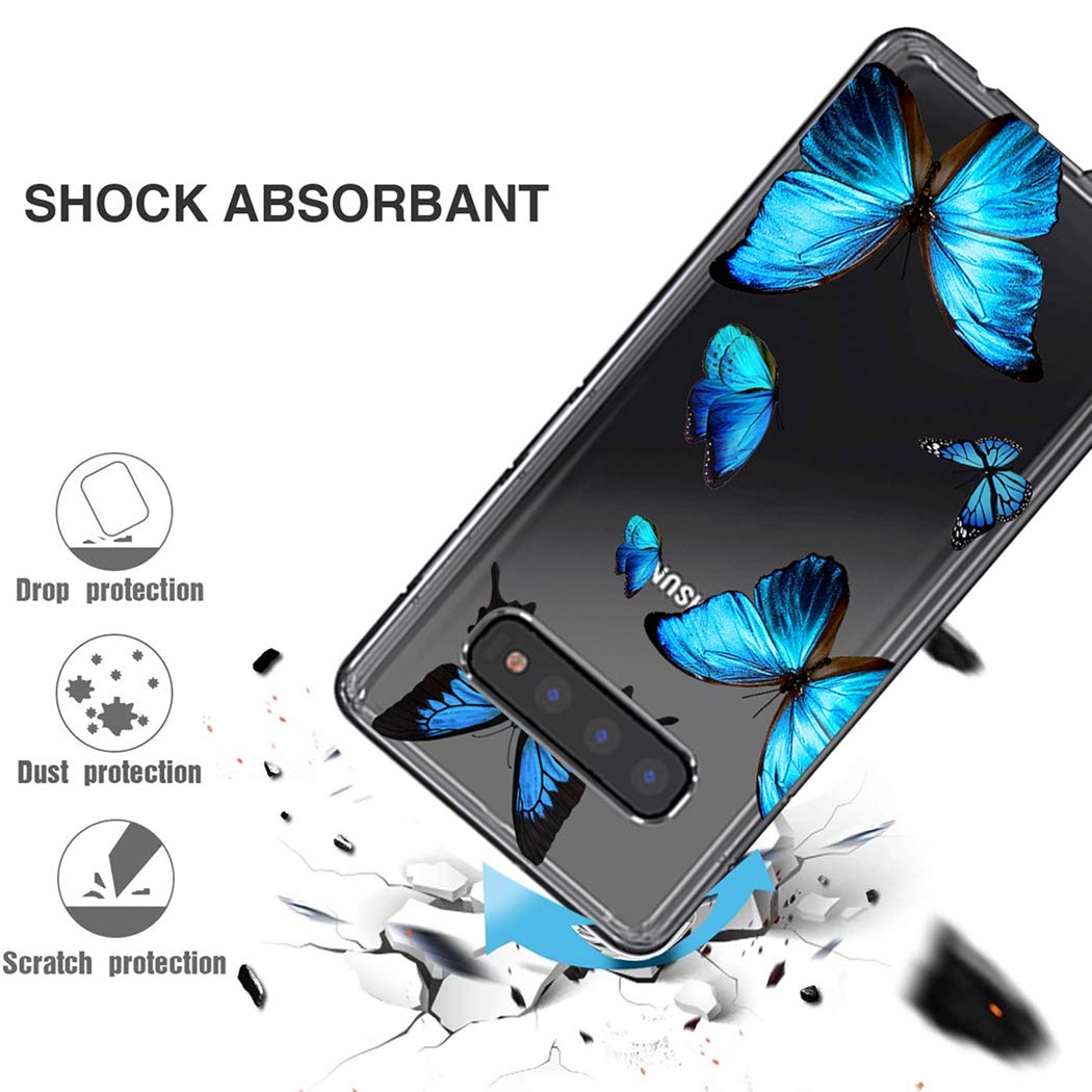 Samsung Galaxy S10 Case - Clear Soft TPU Shockproof Protective Phone Cover for Women & Girls | 6.1 Inch Transparent Butterfly Design | Perfect for Everyday Use, Work & Travel