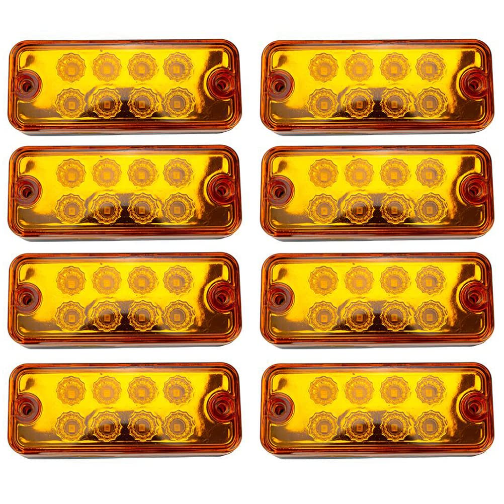 AIVYNA 8Pcs LED Side Marker Lights for Cars, Trucks & Trailers - Amber/Red Clearance Warning Lights, Turn Signal Indicators - Waterproof Exterior Auto Lamps for Night Driving Safety & Vehicle Visibility