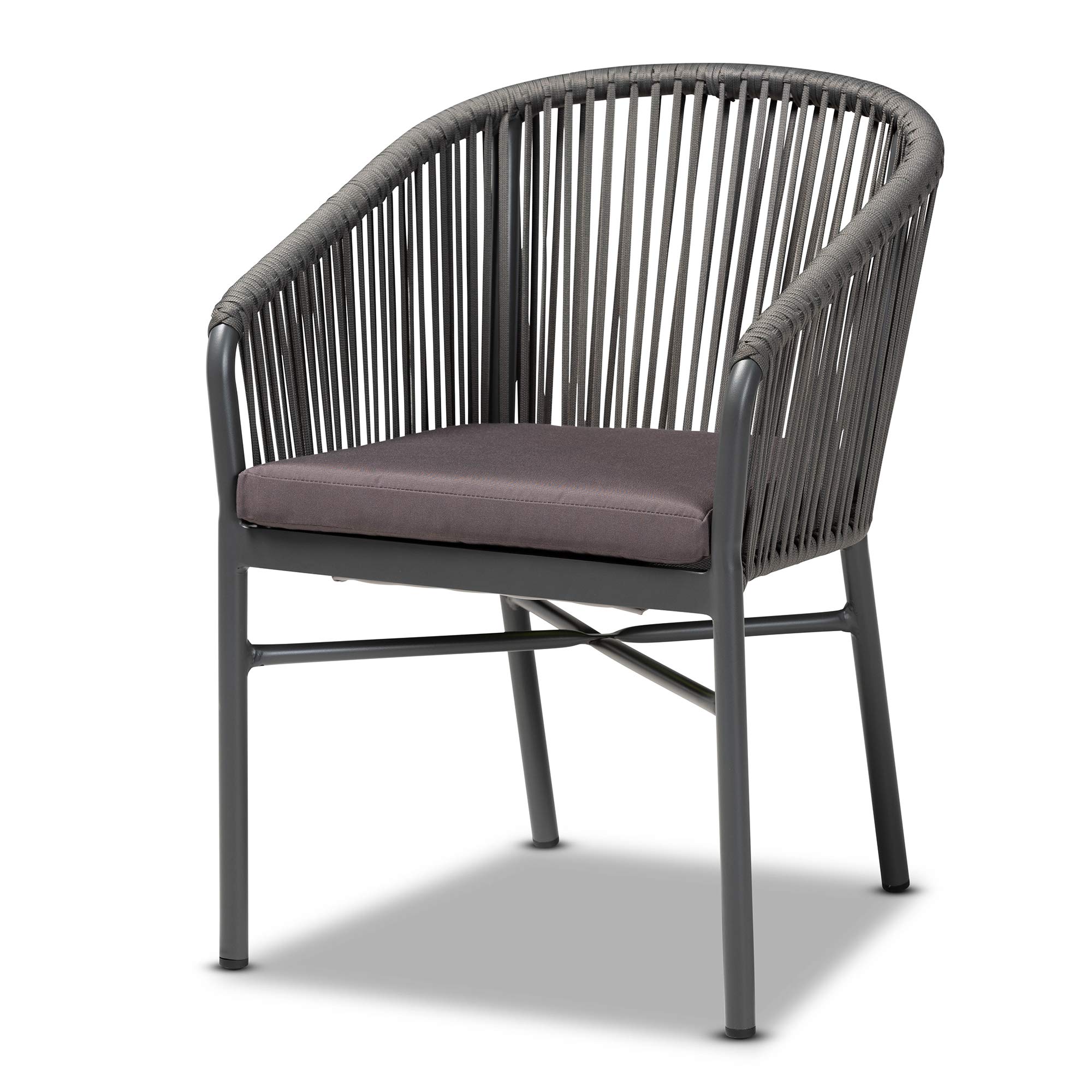 Baxton Studio Modern Grey Dining Chairs - Set of 2 Contemporary Kitchen Chairs for Dining Room, Breakfast Nook & Small Space