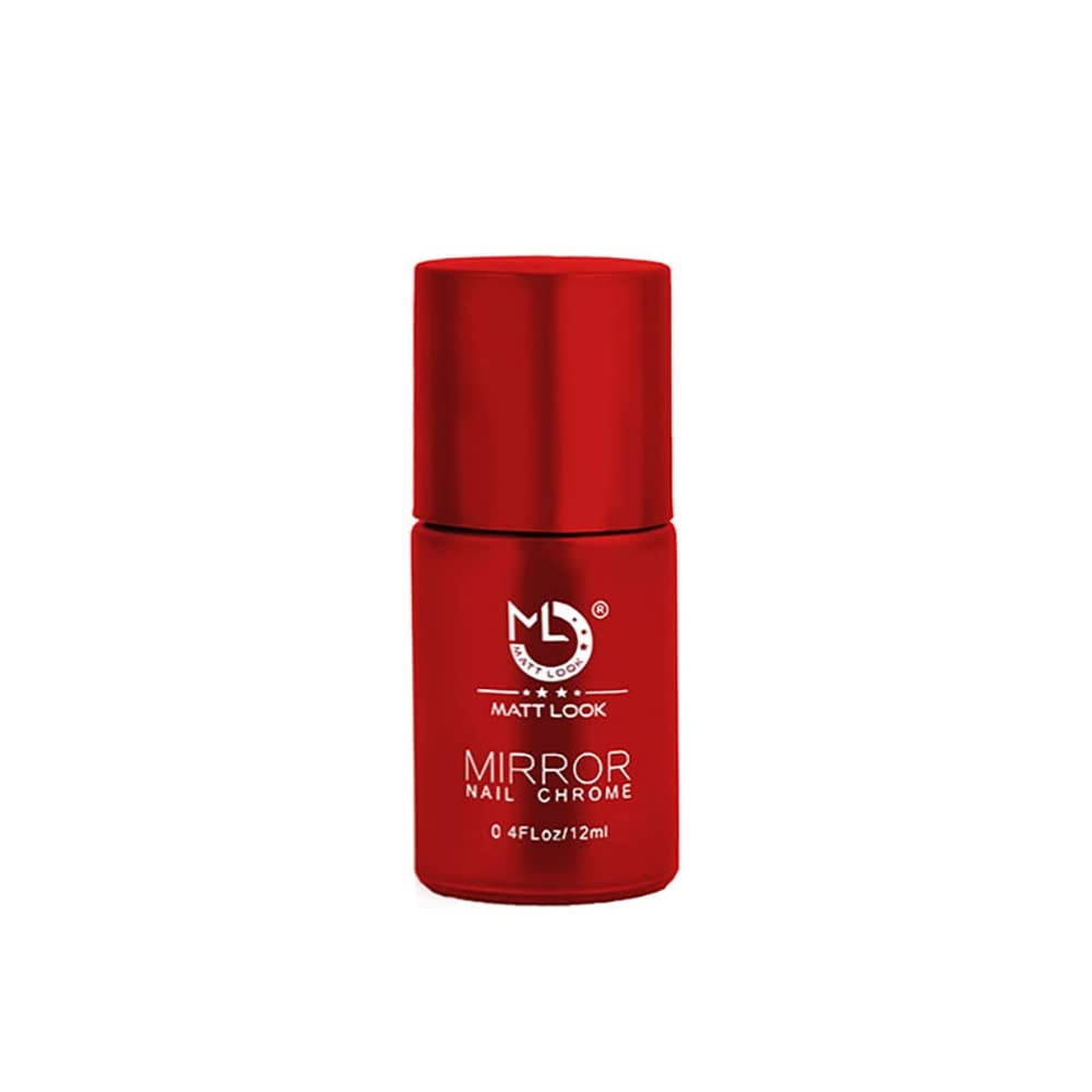 MATT LOOK Shine Like Mirror Chrome Nail Polish - Red-A (12ml) | High Gloss Metallic Finish for Manicures & Pedicures | Perfect for Parties, Weddings & Special Occasions