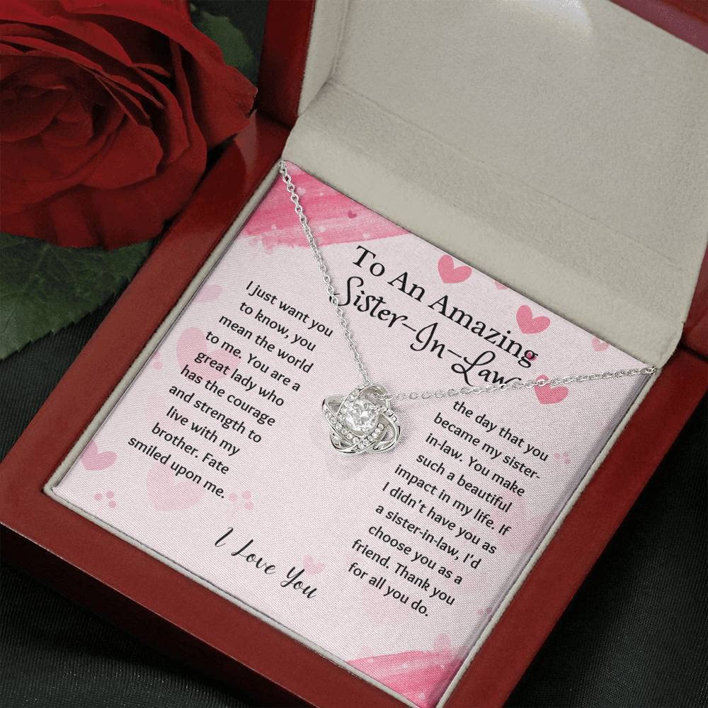 Love Knot Necklace for Sister-in-Law - Personalized Jewelry Gift for Future Sister-in-Law, Bonus Sister, Bride & Wedding | Thoughtful Present for Her Birthday, Anniversary or Special Occasion