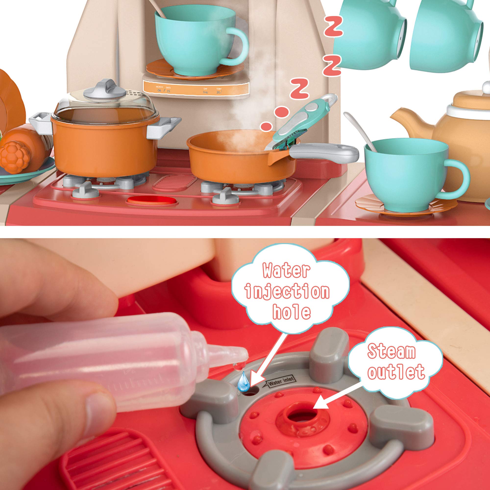 **Best Kids Kitchen Playset for Toddlers 3-5 Years - 65 Pcs Pretend Play Kitchen Toy Set with Spray Stove, Oven, Sink & Dishwasher - Realistic Running Water Feature - Pink Toy Kitchen for Boys & Girls - Perfect for Imaginative Play & Early Learning**
