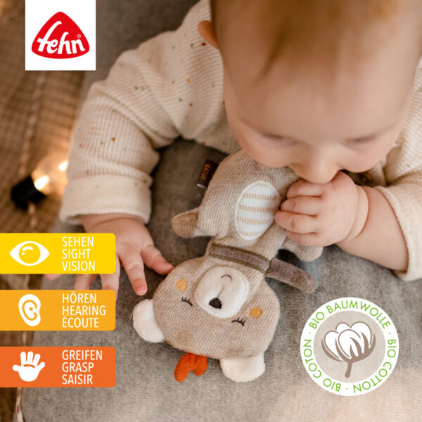 FehnNATUR Crinkle Teddy Sensory Toy for Babies - Soft Plush Animal with Crackling Sound for Infant Development, Autism & Tactile Stimulation - Perfect for Playtime, Learning & Sensory Exploration