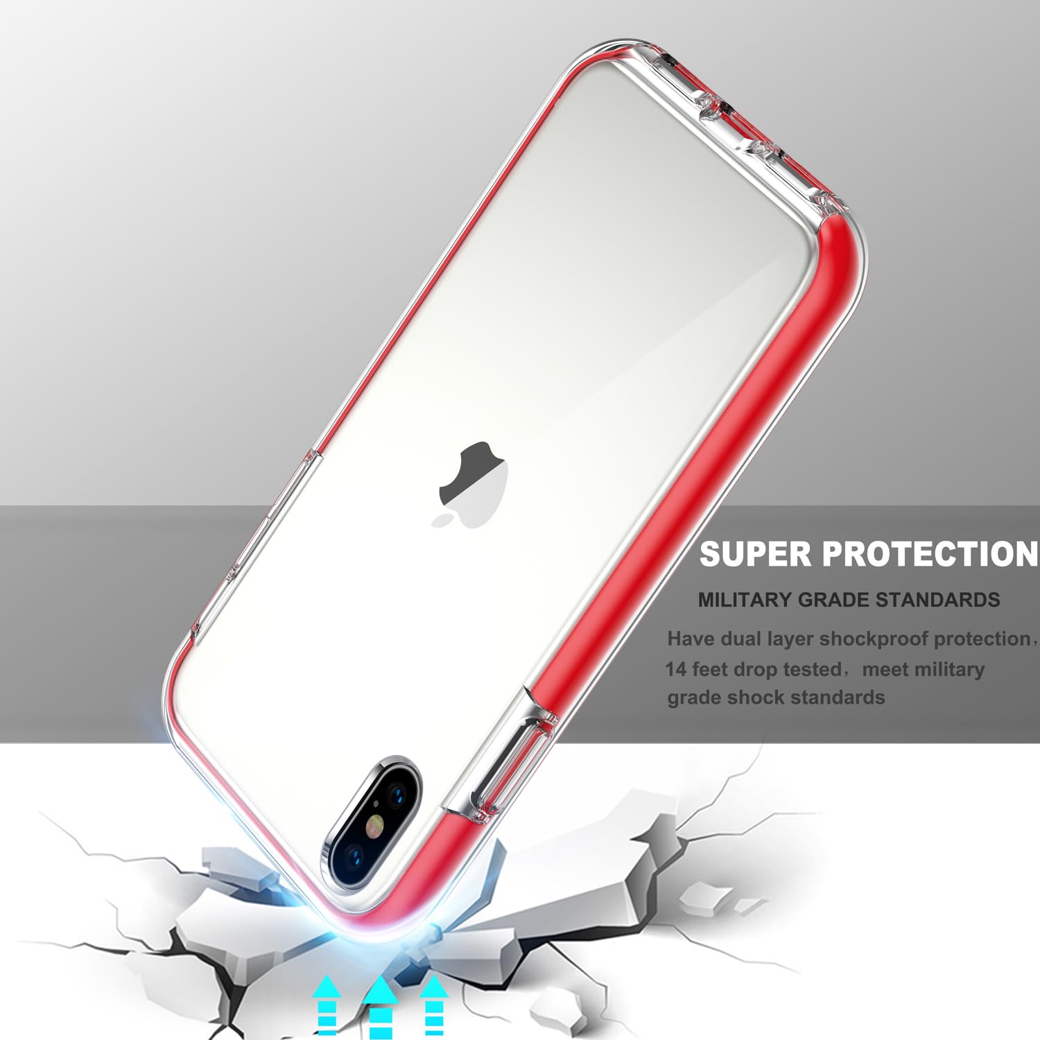 COOLQO iPhone Xs Max Case 6.5 Inch - Clear 360 Full Body Coverage Shockproof Silicone Protective Phone Cover with 2 Tempered Glass Screen Protectors (Red) | Perfect for Everyday Protection, Outdoor Activities & Travel