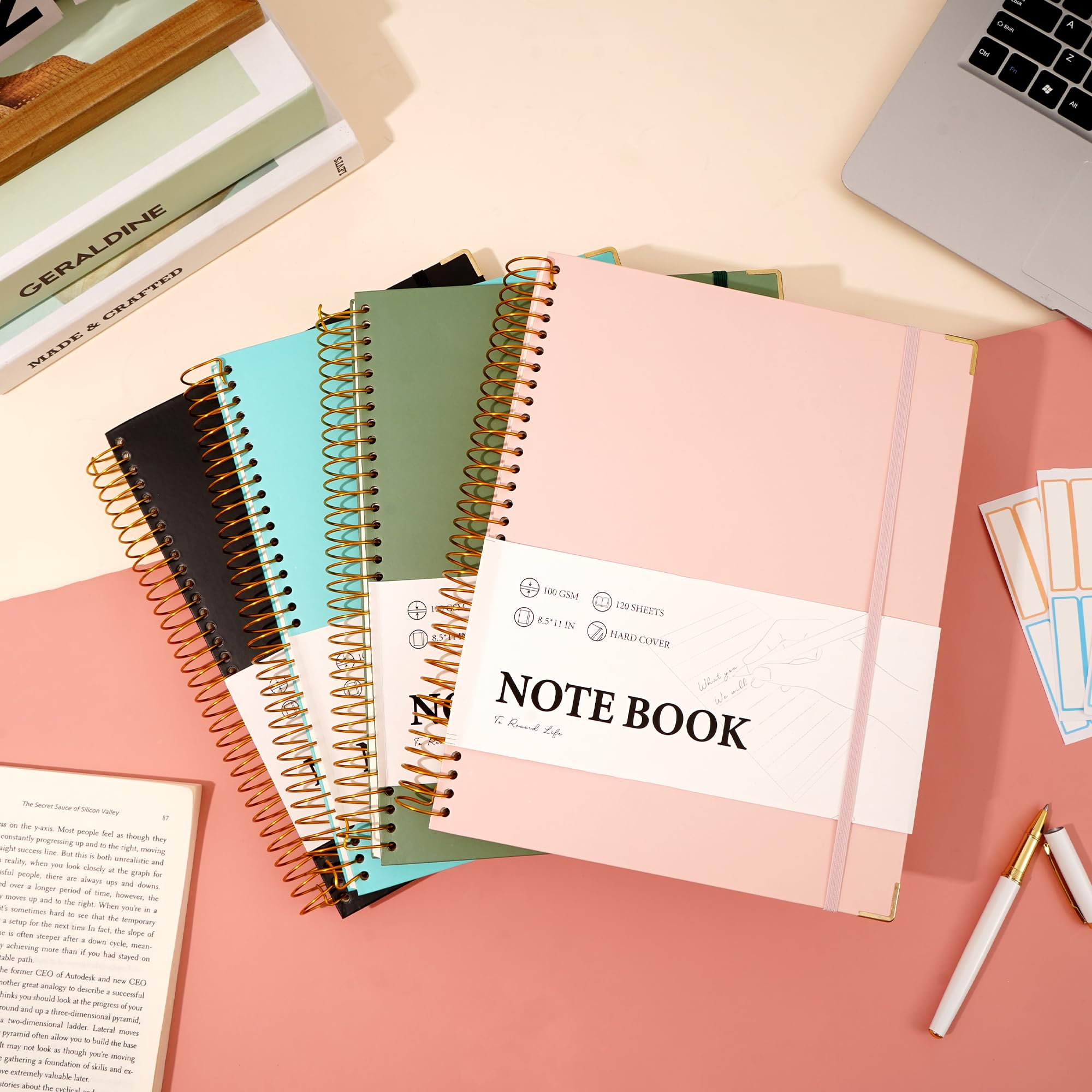 Premium A4 Hardcover Spiral Notebook - 8.5