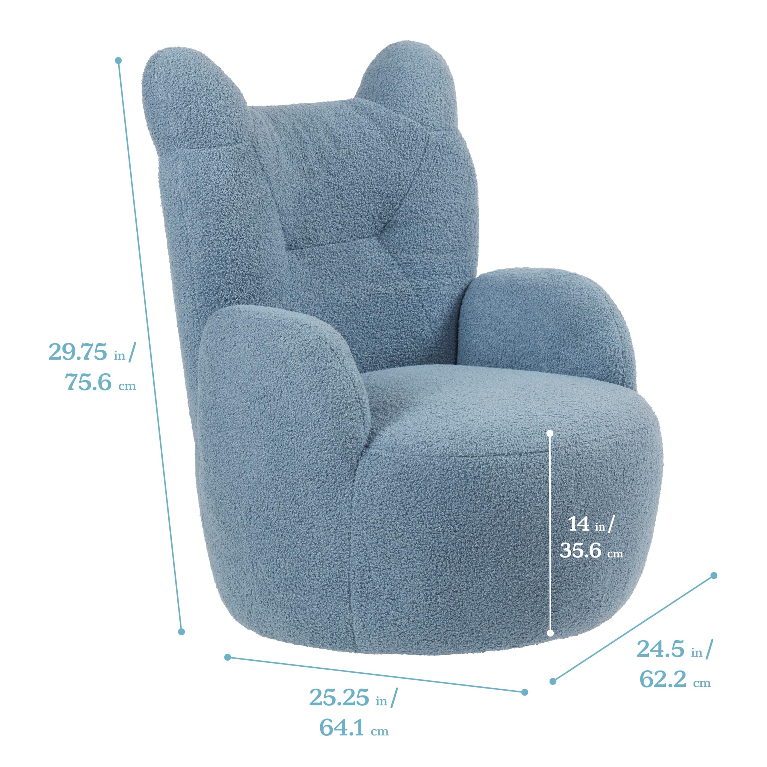 ECR4Kids Soft Teddy Bear Chair for Kids - Peacock Blue, Comfortable & Durable Children's Furniture for Playroom, Bedroom, or Reading Nook
