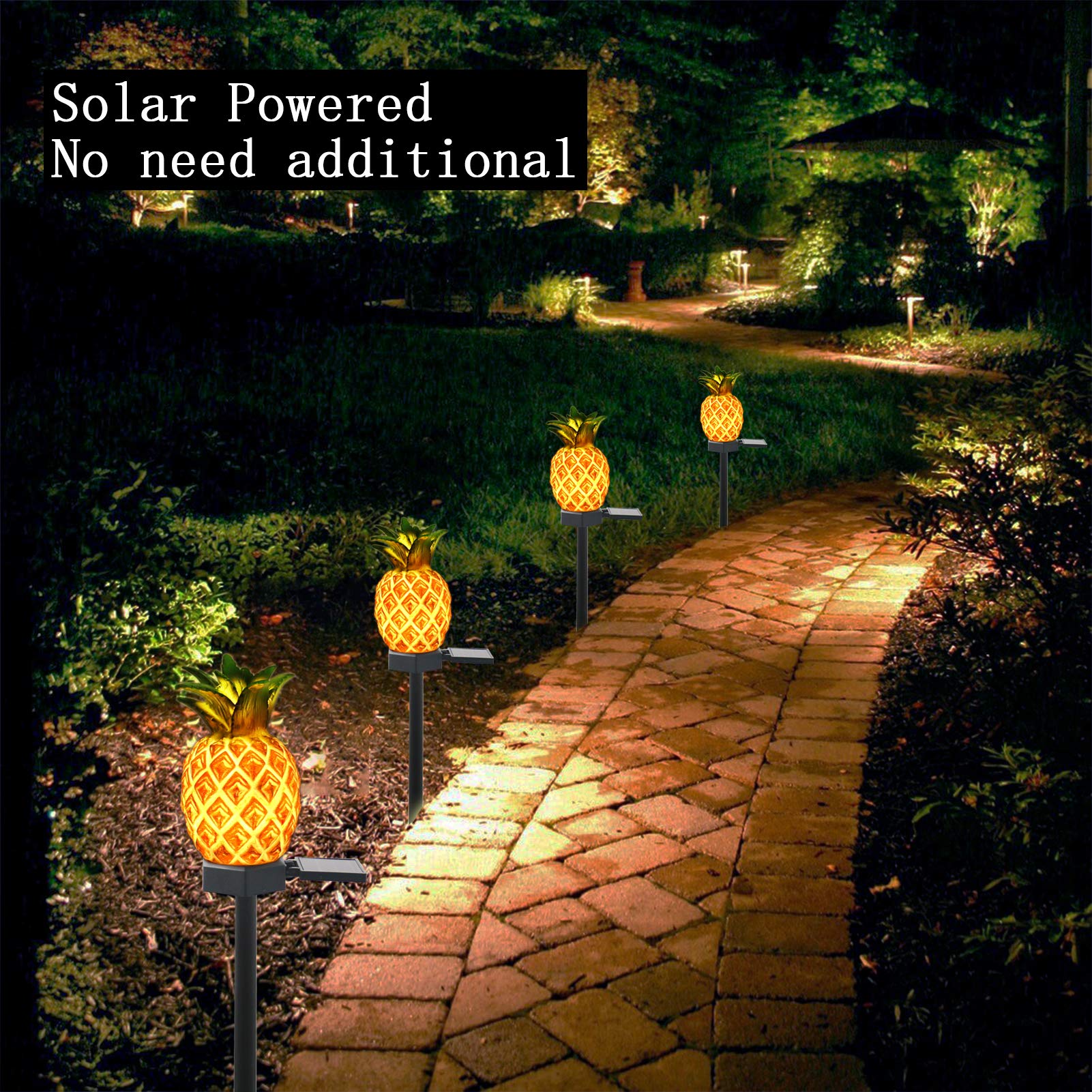 Solar Pineapple Stake Lights - 2 Pack Waterproof Outdoor Garden Decor for Pathway, Yard, Lawn & Walkway | Perfect for Patio, Backyard & Landscape Lighting at Night