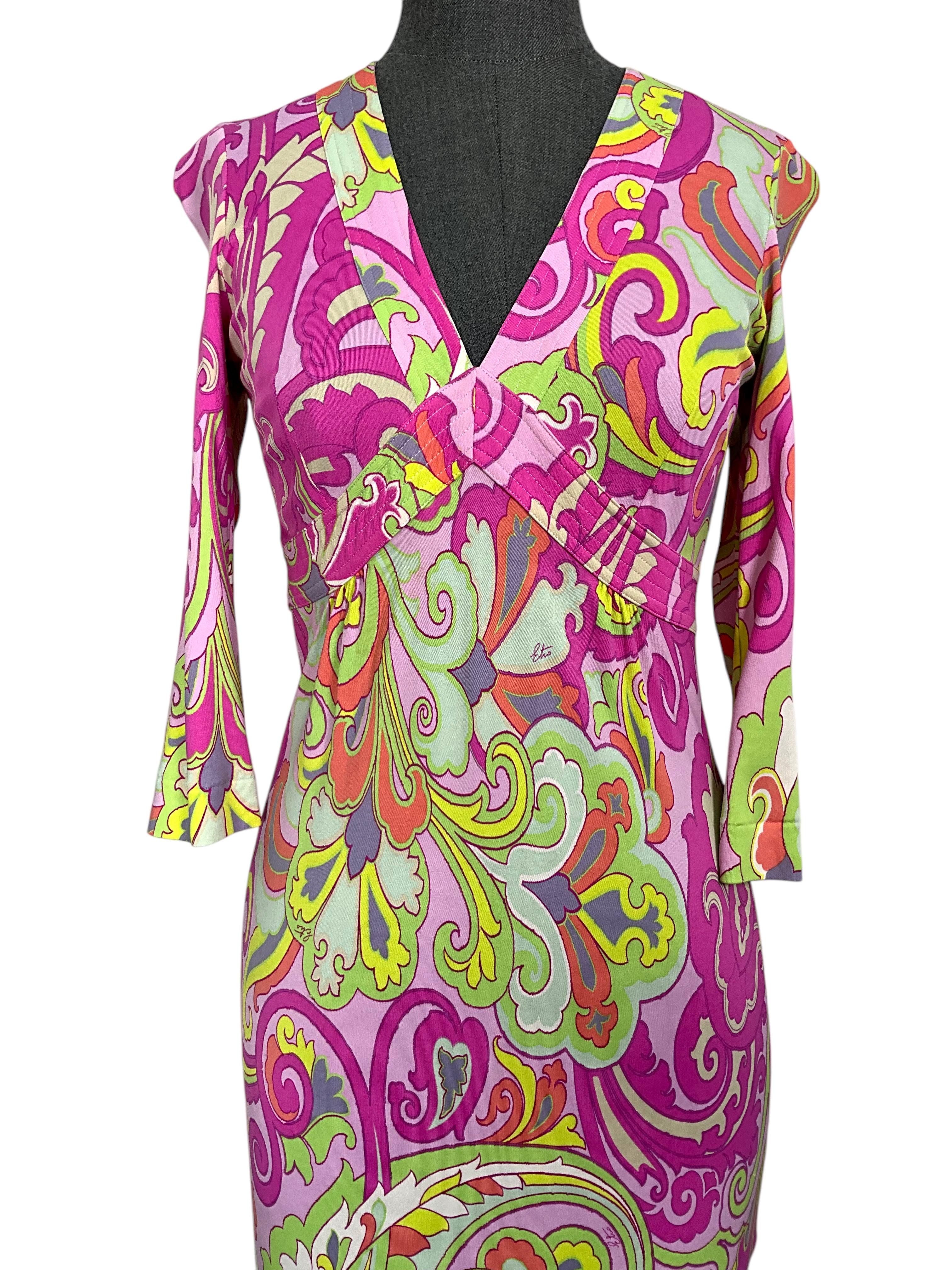 ETRO Abstract Printed Knee Length Dress - Women's Size 42 (US 12) | Elegant Floral Pattern Formal & Casual Wear for Parties, Weddings & Office