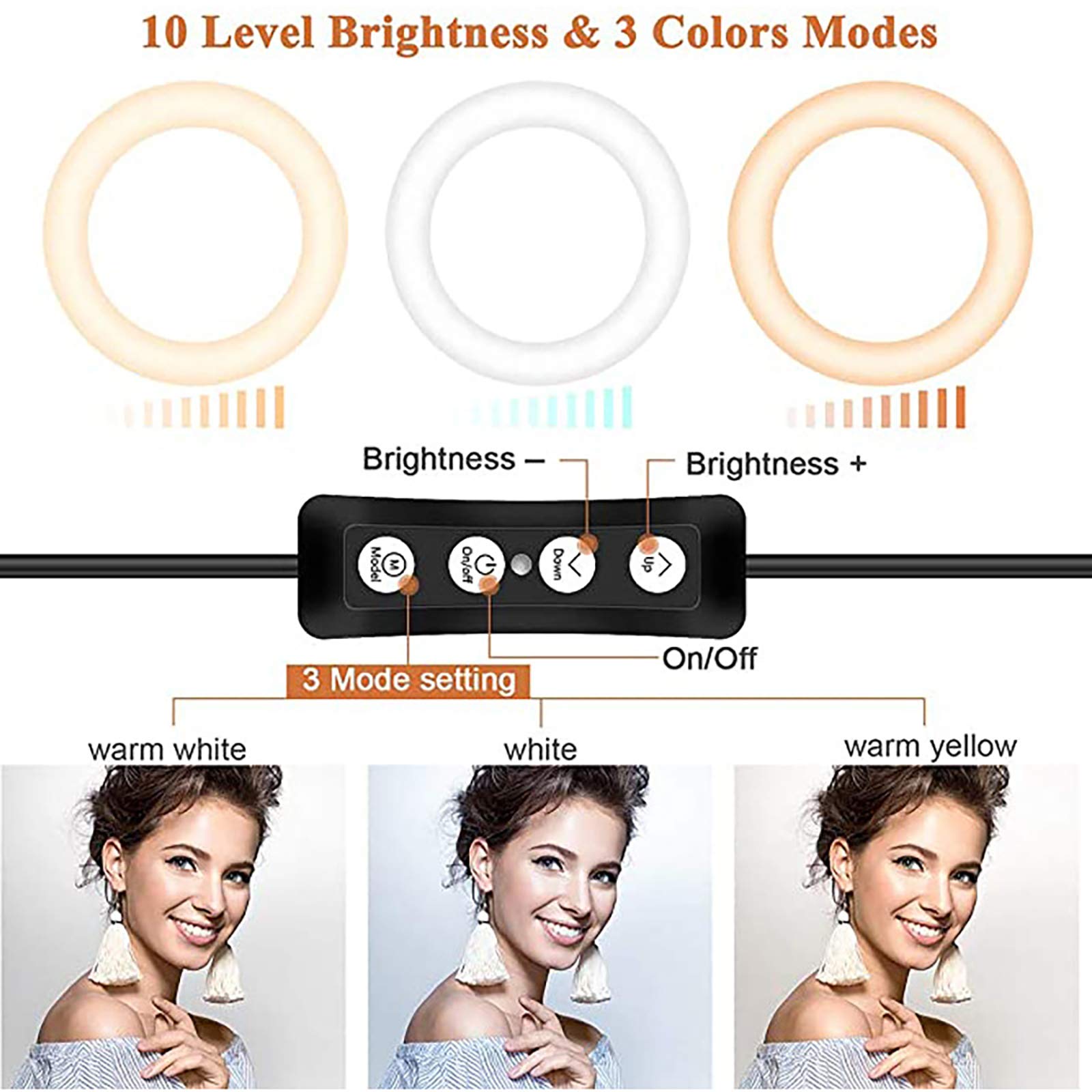 ZXCVASDF 10-inch Selfie Ring Light with 63-inch Tripod Stand - Dimmable LED Circle Light with Phone Holder for Live Streaming, Makeup, Photography & Videos | Perfect for YouTube, TikTok, Instagram & Home Studio Setup