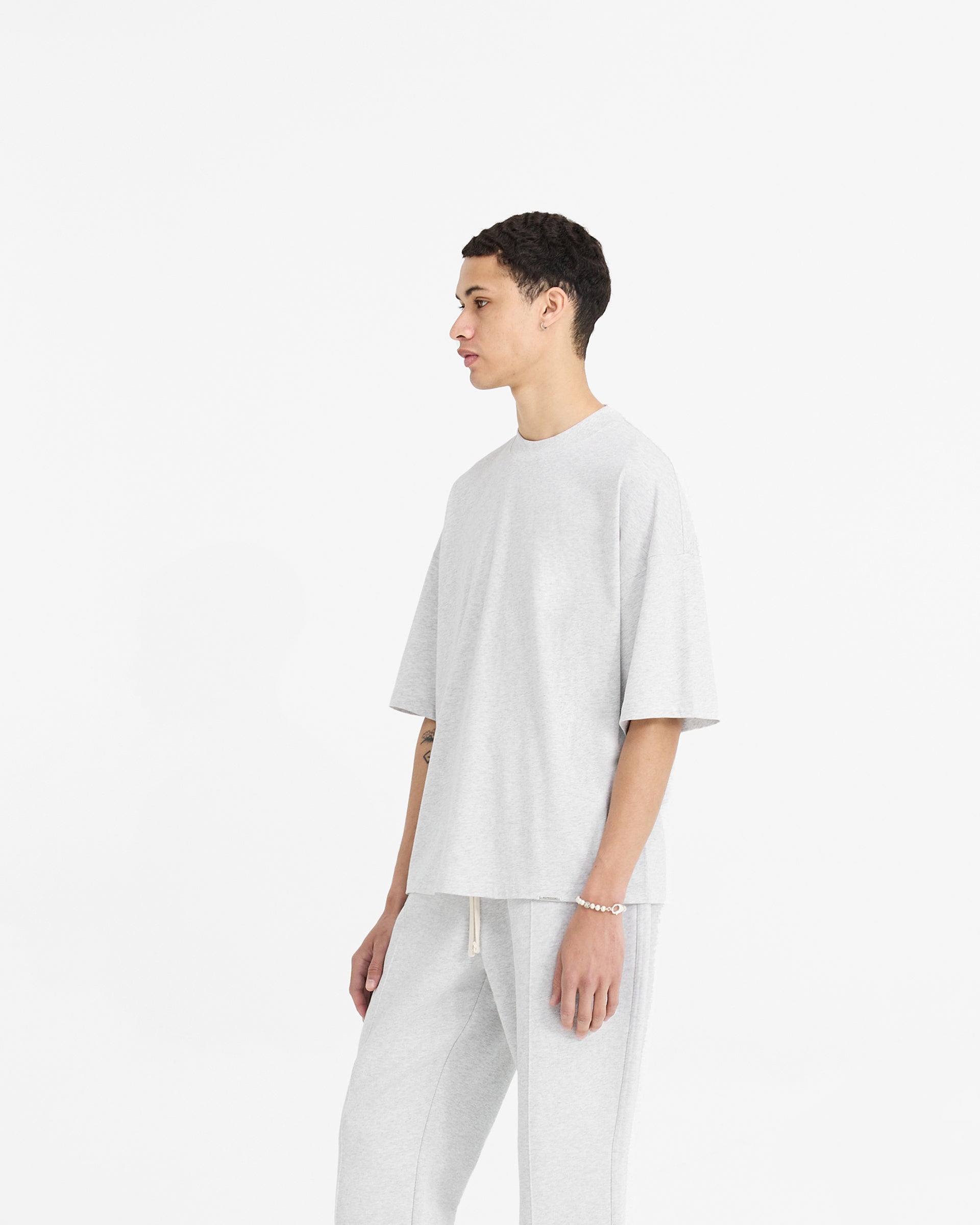 Initial Boxy T-Shirt in Ice Grey Marl - Stylish Comfort for Casual Wear & Everyday Outfits