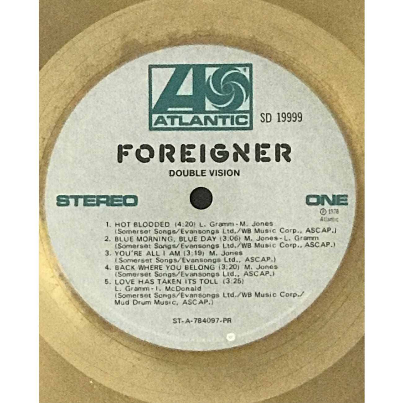 RIAA Gold Album Award - Double Vision Foreigner - Official Music Recognition Plaque for Display & Collectors