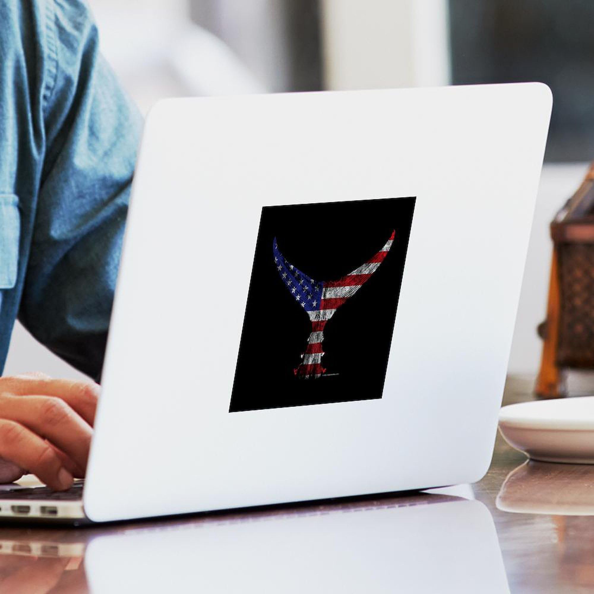 Patriotic Tuna Tail Car Decal - Waterproof Vinyl Bumper Sticker for Cars, Trucks & Windows - Perfect for 4th of July, Veterans Day & Patriotic Events