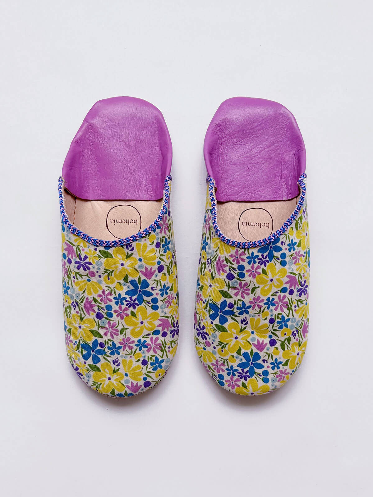 Bohemian Bloom Liberty Print Babouche Slippers - Comfortable Moroccan House Shoes for Women, Indoor/Outdoor Wear, Perfect for Lounge, Yoga, and Relaxation at Home