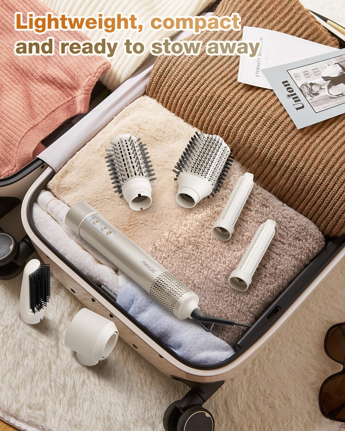 7MAGIC 6-in-1 Hair Dryer Brush - 110,000 RPM High Speed Ionic Blow Dryer for Fast Drying, Volumizing, Straightening & Curling | Professional Hair Styler for Salon-Quality Results at Home | Perfect for Daily Styling, Travel & Special Occasions