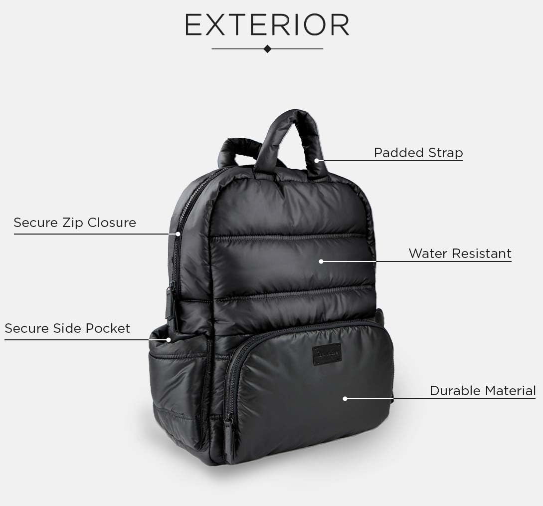 7AM Voyage Diaper Bag Backpack - Waterproof Unisex Baby Travel Backpack with Large Capacity, Padded Shoulder Straps & Multiple Pockets | Perfect for Newborn Essentials, Airplane Carry-On, Day Trips & Family Outings (Black)