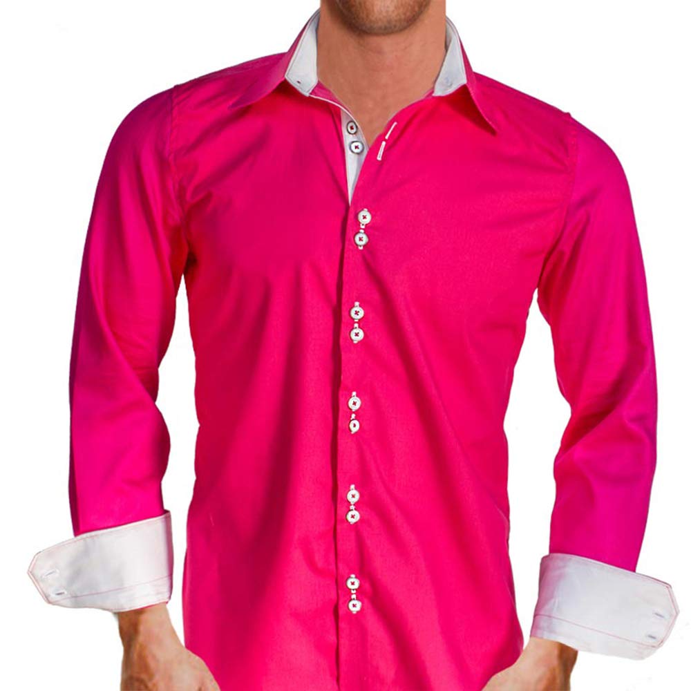 Modern Pink and White Dress Shirts for Men | Stylish Bright Pink Formal Shirts | Office & Wedding Attire | Business Casual & Special Occasion Wear