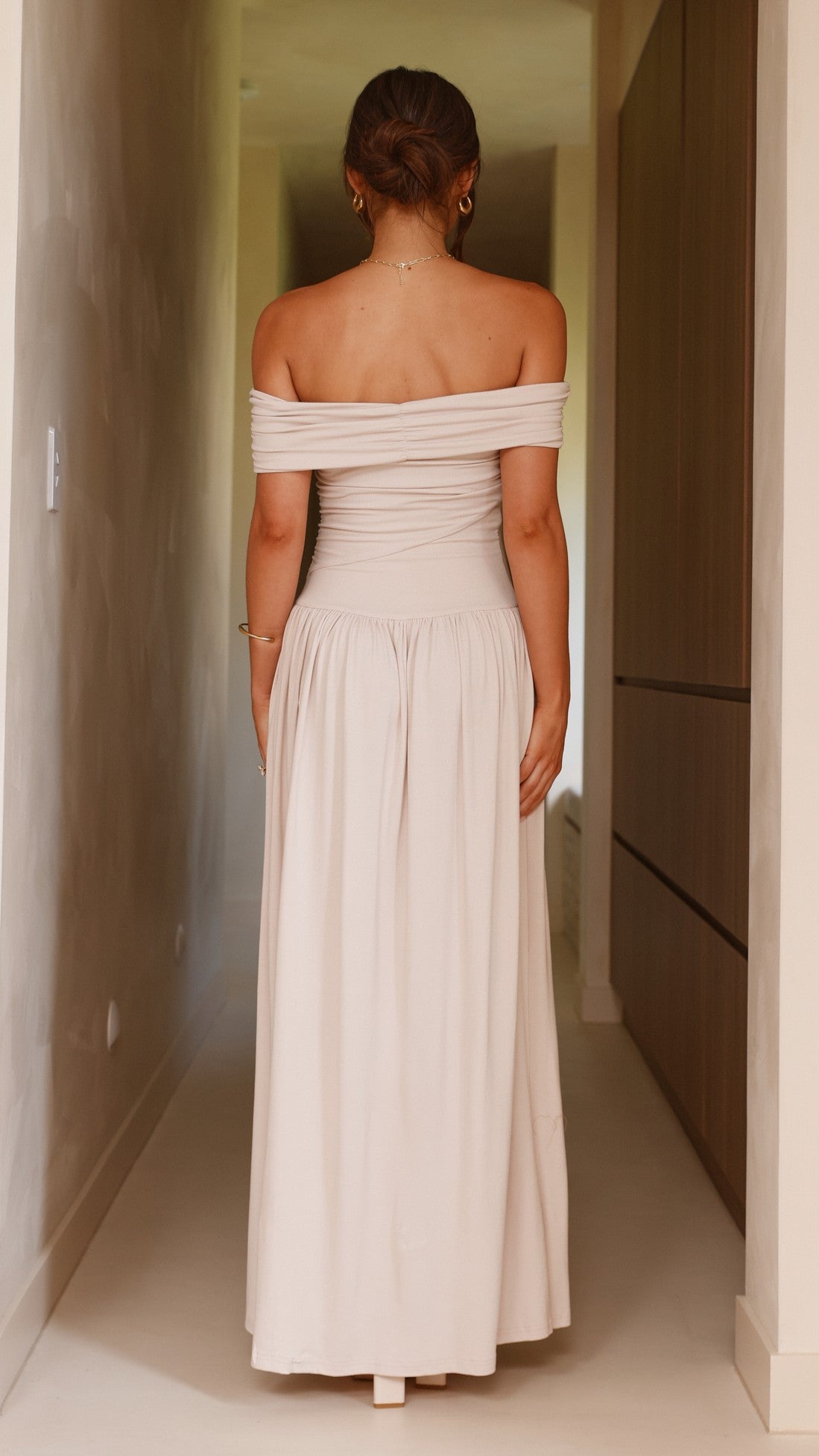 Manalla Maxi Dress for Women - Elegant Stone Color Long Flowy Summer Dress - Perfect for Beach, Vacation, and Casual Outings