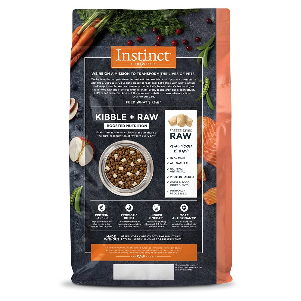 Instinct Raw Boost Natural Dry Dog Food with Freeze Dried Pieces - High Protein Grain Free Recipe, Real Salmon Flavor, 19 lb Bag - Perfect for Active Dogs & Puppy Nutrition