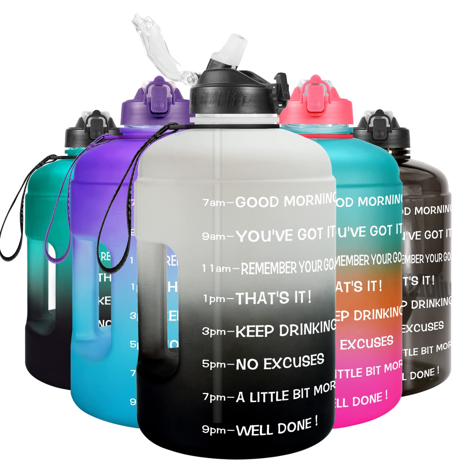 1 Gallon Motivational Water Bottle with Straw & Time Marker - BPA Free Large Water Jug for Gym, Workouts & Daily Hydration - Stay Hydrated All Day for Fitness, Office & Outdoor Activities