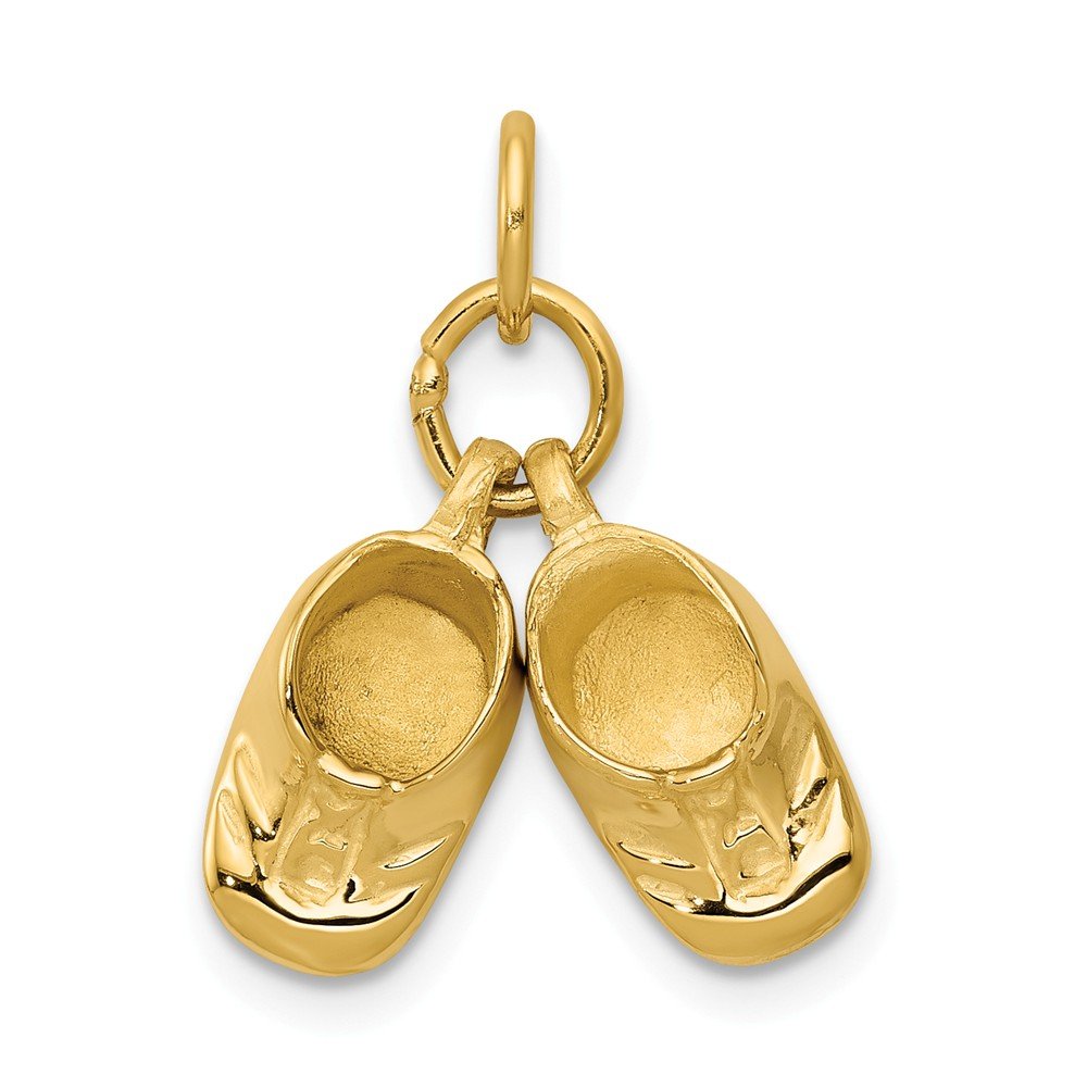 14k Yellow Gold Kids Shoe Charm Pendant - 15mm x 15mm Solid Gold Baby Shoe Charm for Boys & Girls - Perfect for Bracelets, Necklaces & Keepsake Jewelry Gifts