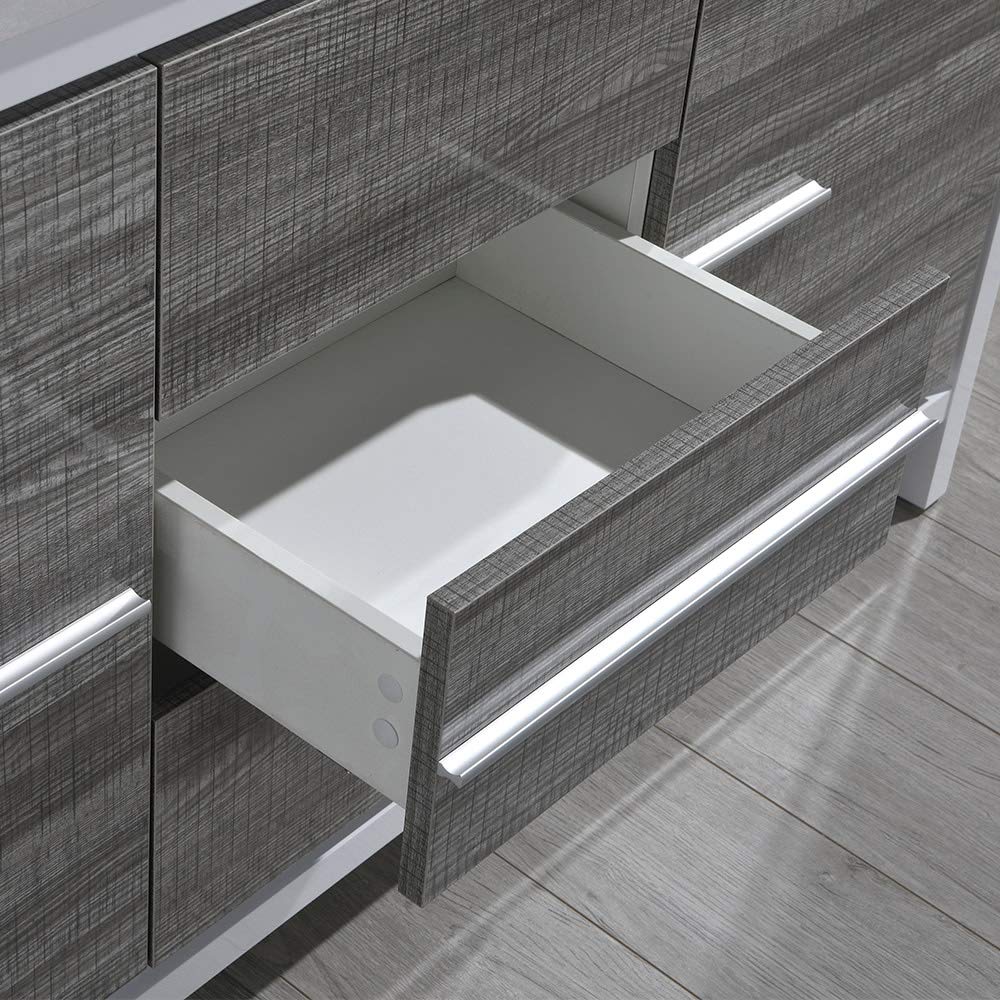 Fresca Allier Rio 60 Inch Modern Bathroom Vanity with Double Sink & Medicine Cabinet in Ash Gray - Perfect for Master Bathrooms and Guest Suites