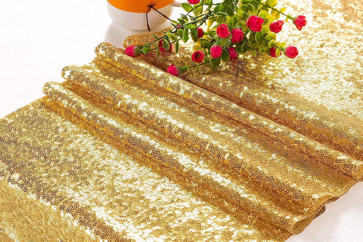 6 Pack Gold Sequin Table Runner 12