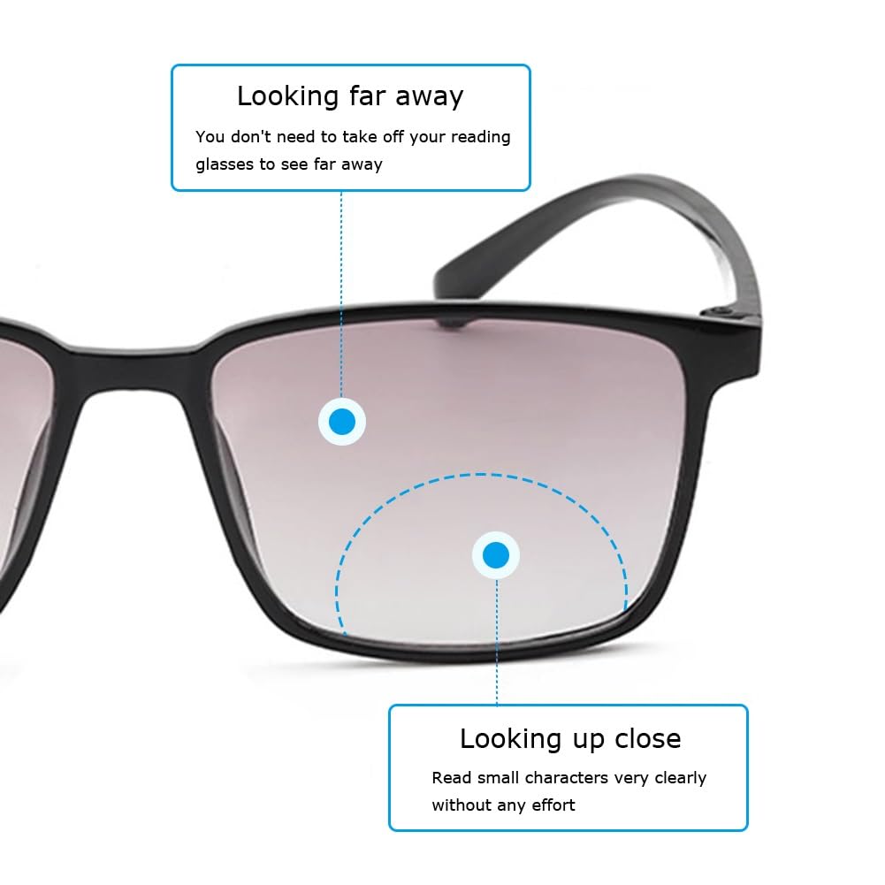 Photochromic Bifocal Reading Glasses for Men & Women - Light Adjusting Lenses for Indoor/Outdoor Use - Perfect for Reading, Driving & Outdoor Activities