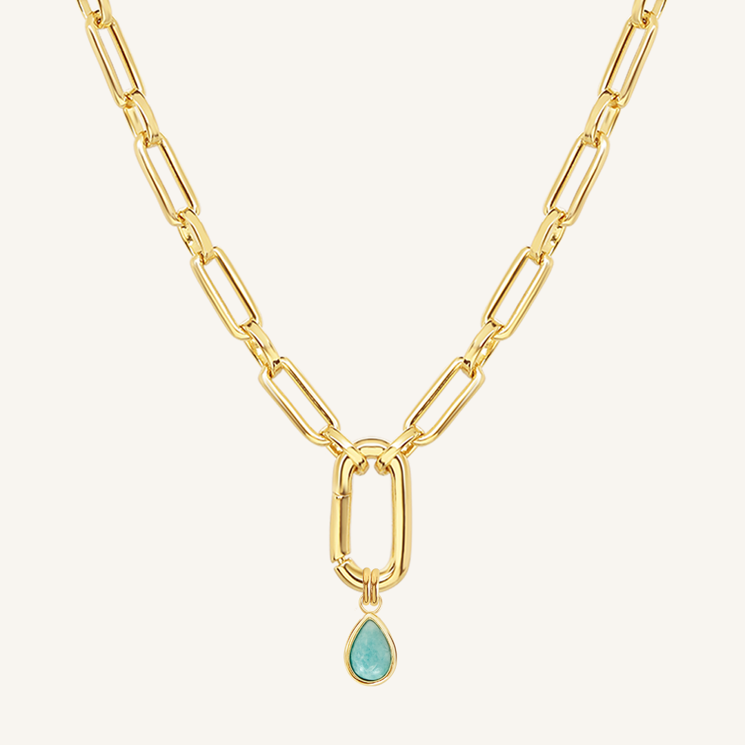Amazonite Gemstone Charm Necklace for Women - Healing Crystal Jewelry for Positive Energy & Stress Relief - Perfect for Meditation, Yoga & Spiritual Gifts