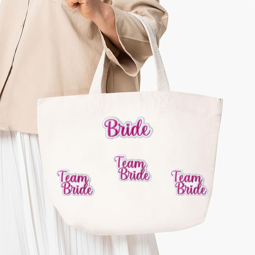 Bachelorette Party Iron-On Embroidered Patch Set - DIY Sew-On Applique Badge for Bridesmaids Team - Customizable for T-Shirts, Jeans, Hats, Jackets & Bags (Pack of 4) - Perfect for Wedding Events & Girls' Night Out